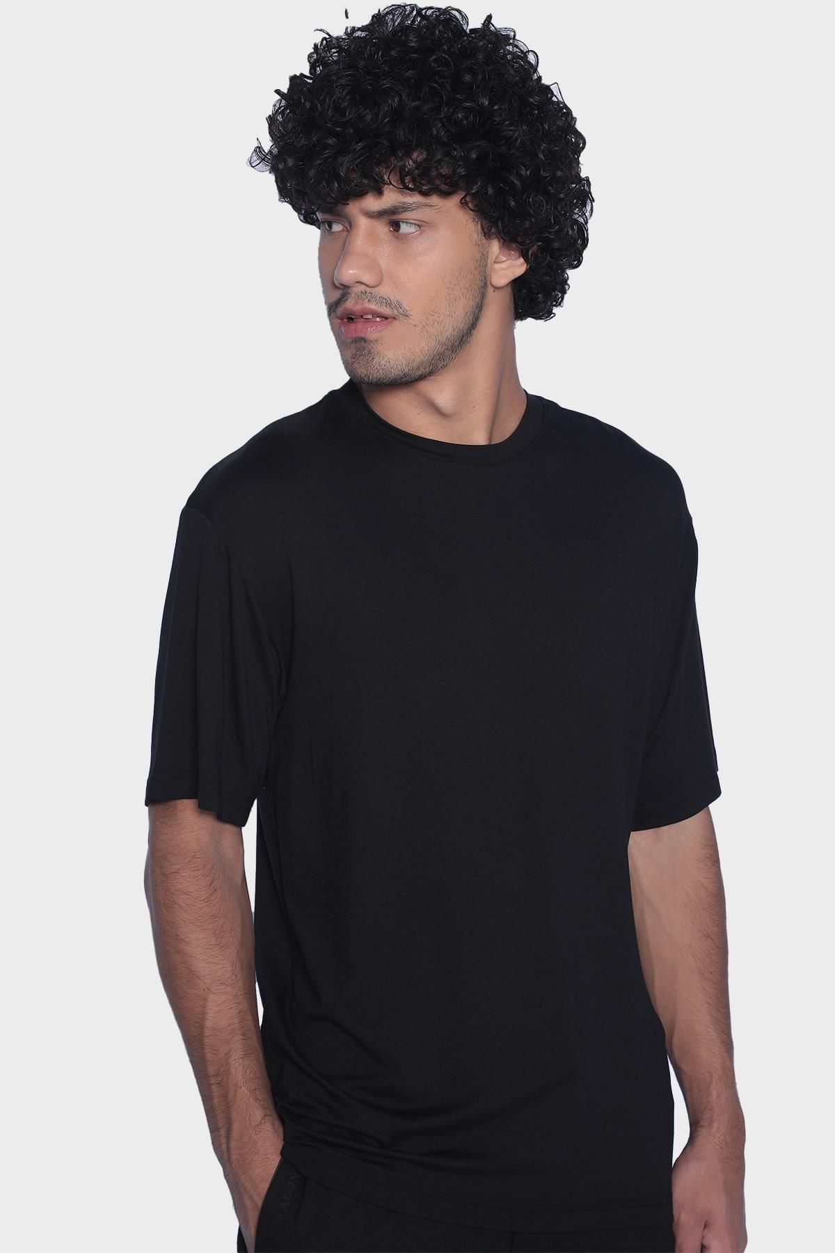 Мужская футболка с круглым вырезом и коротким рукавом - Черный