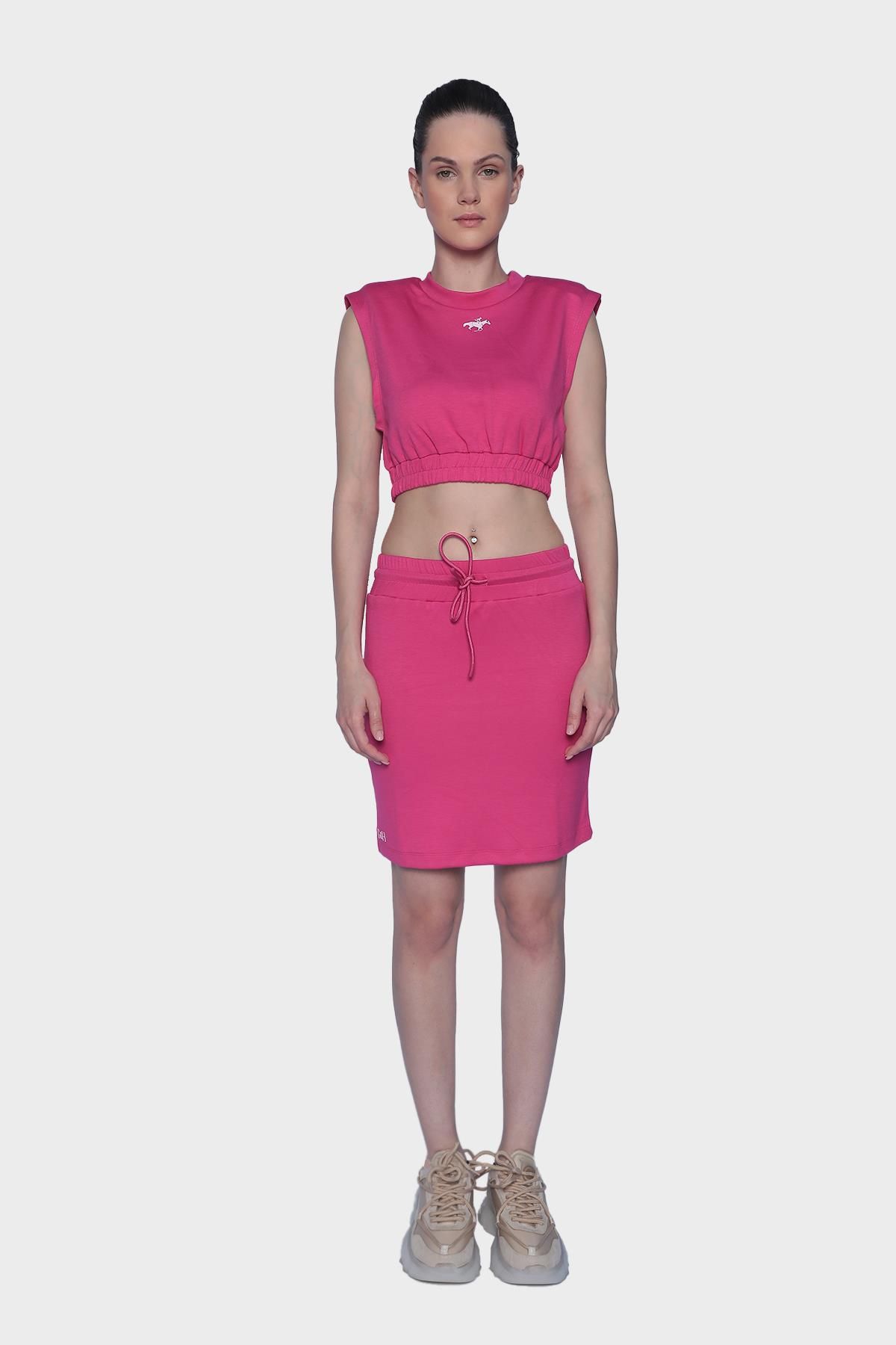 Womens bustier & mini skirt set - Fuchsia