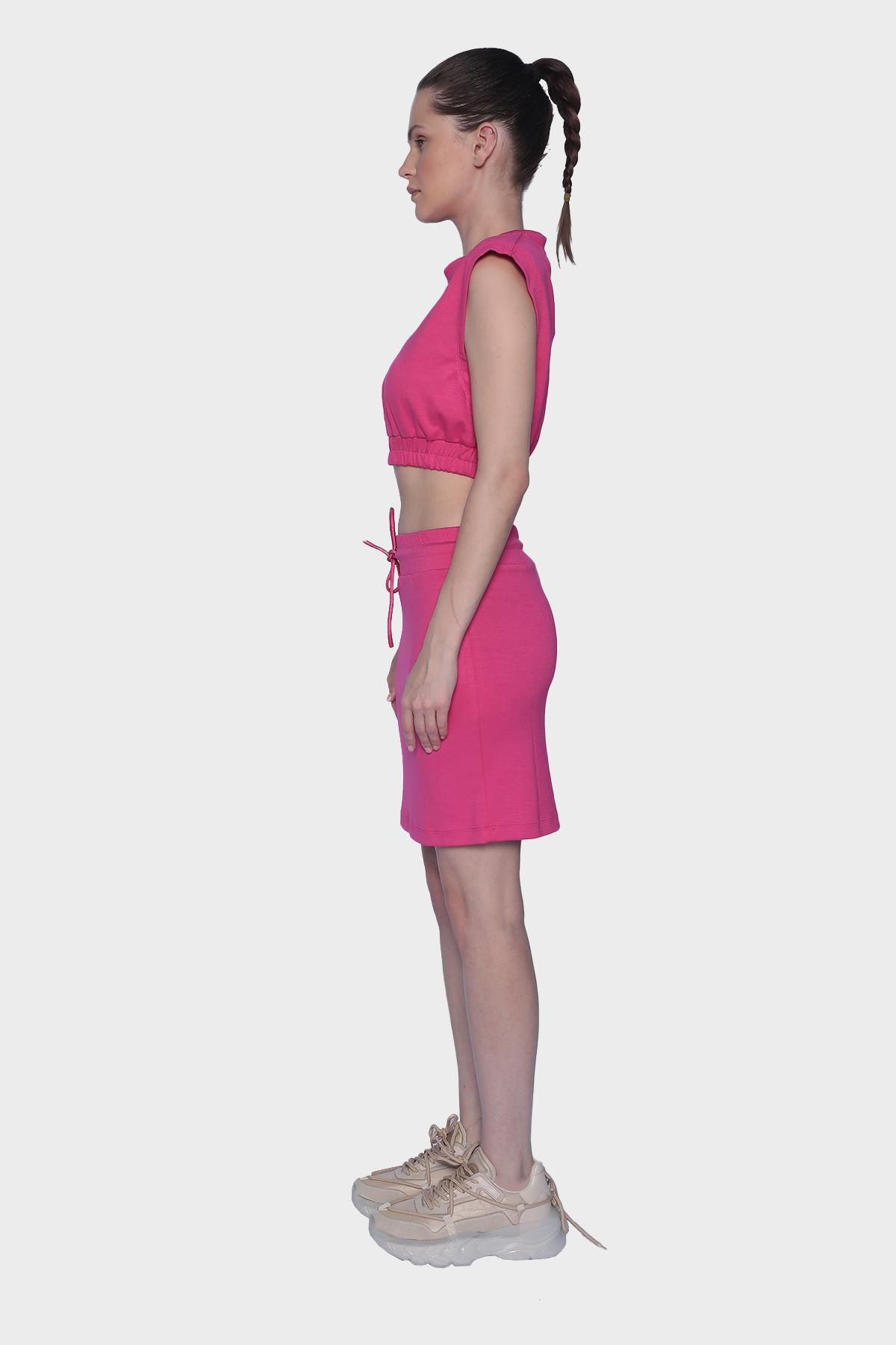 Womens bustier & mini skirt set - Fuchsia