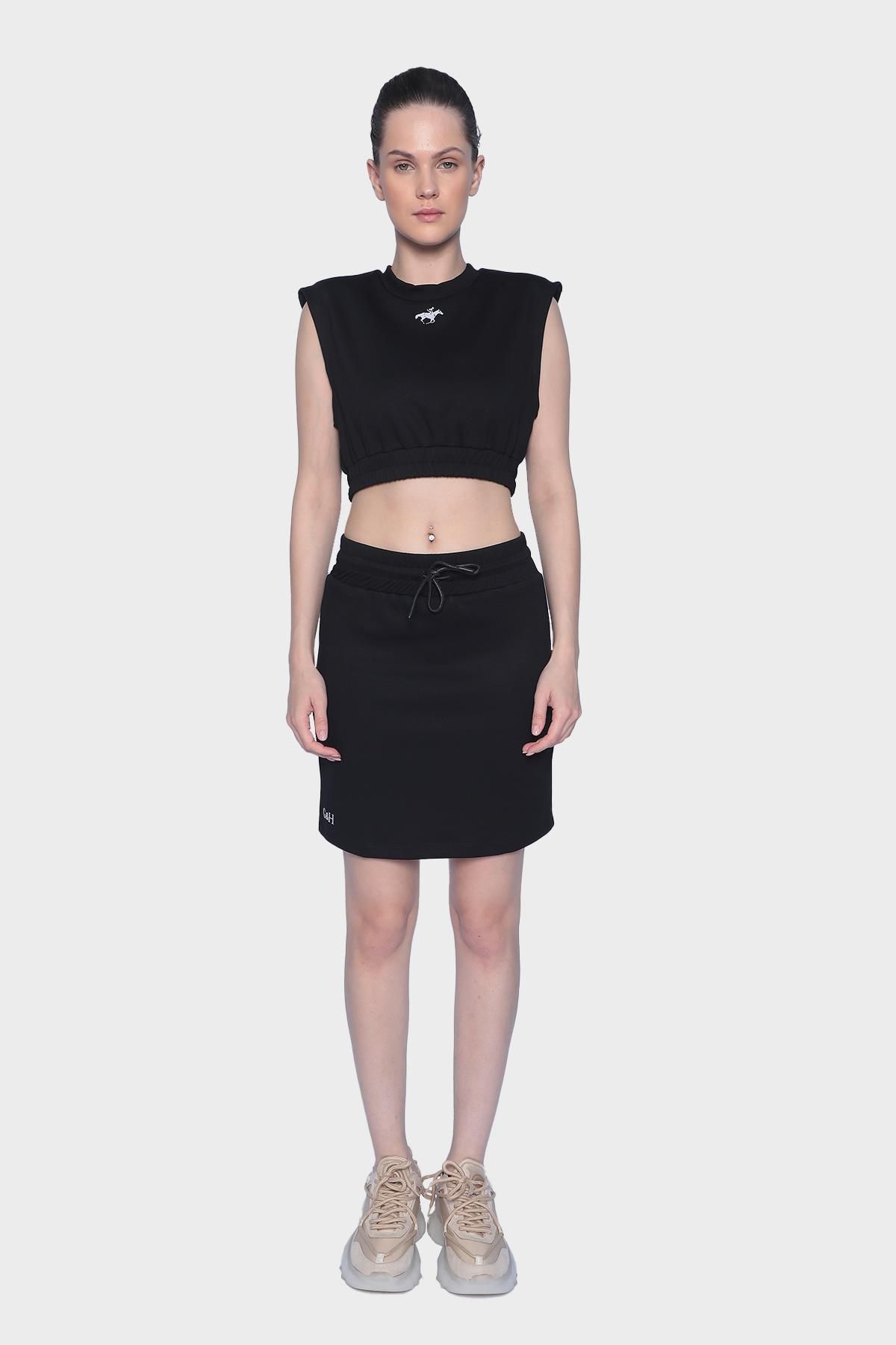 Womens Bustier & Mini Skirt Set - Black