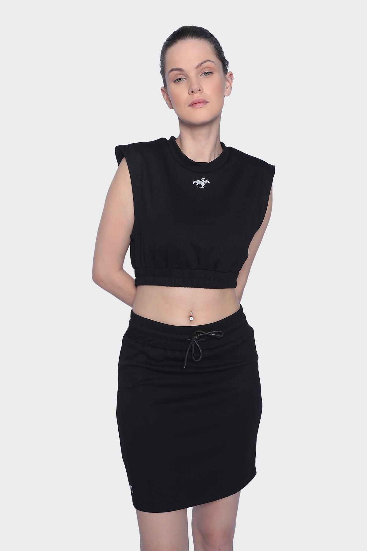 Womens Bustier & Mini Skirt Set - Black