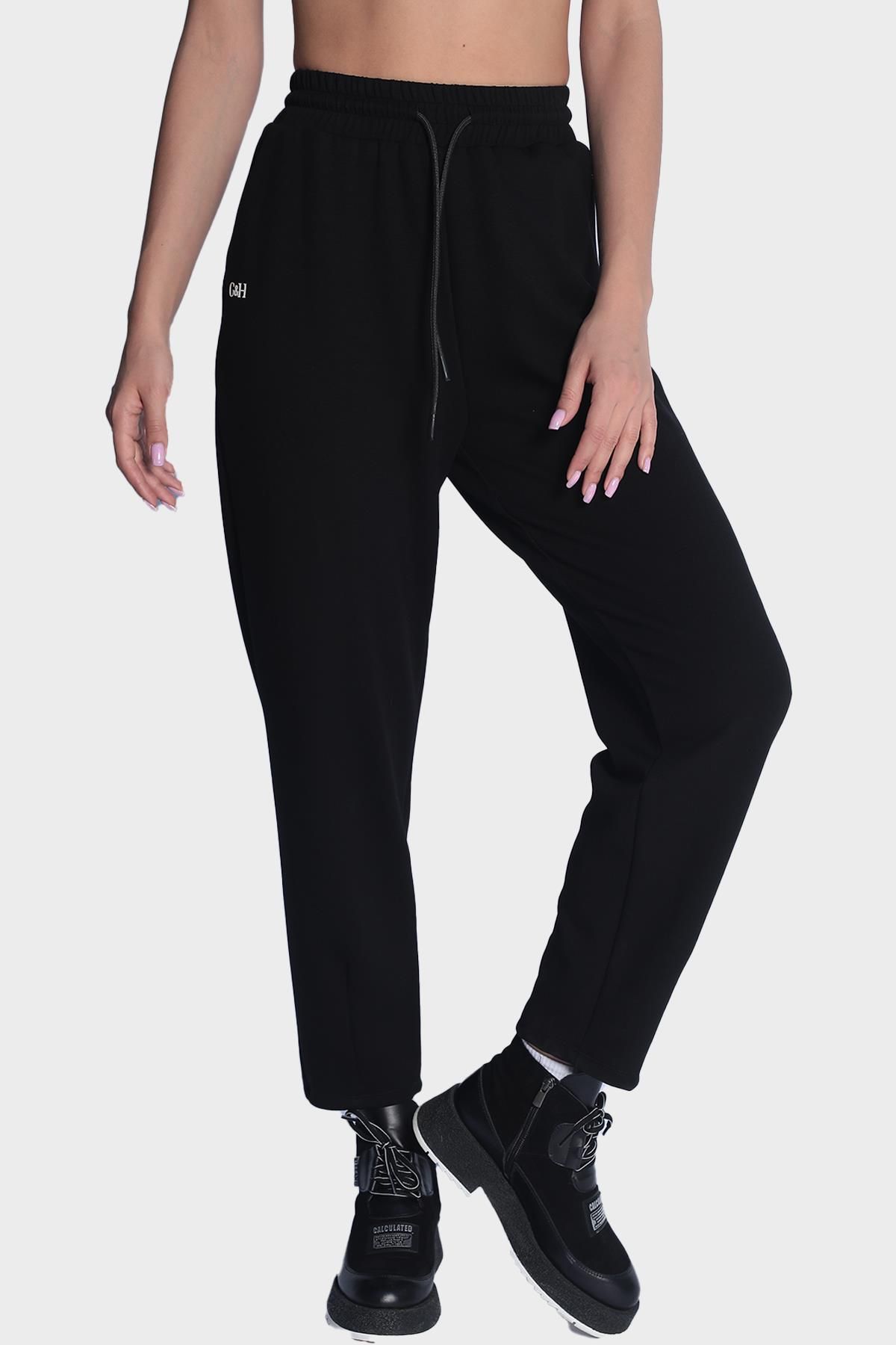 Женские спортивные штаны из хлопка из зимнего хлопка - Черный