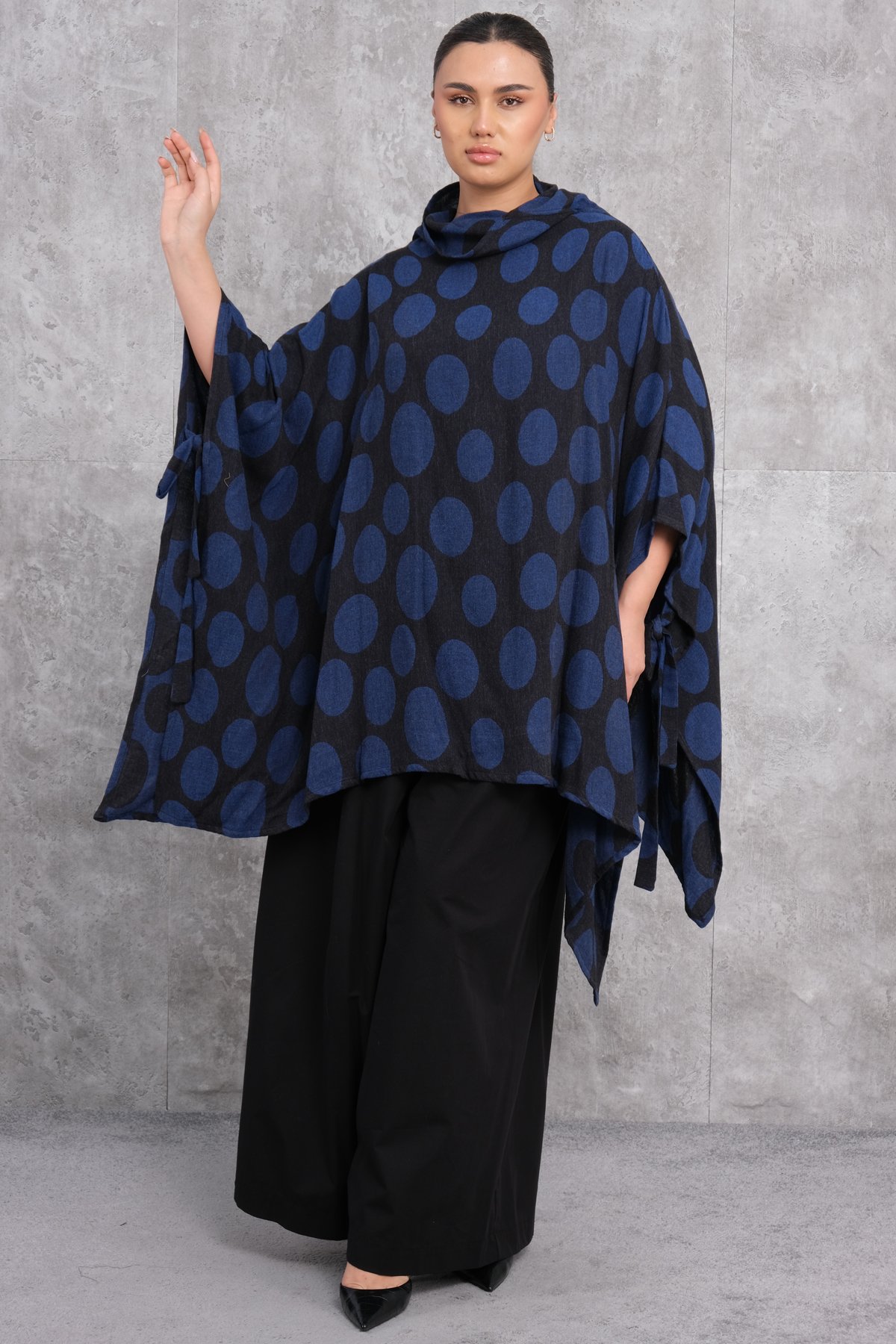 Plus size womens poncho-Bright Blue