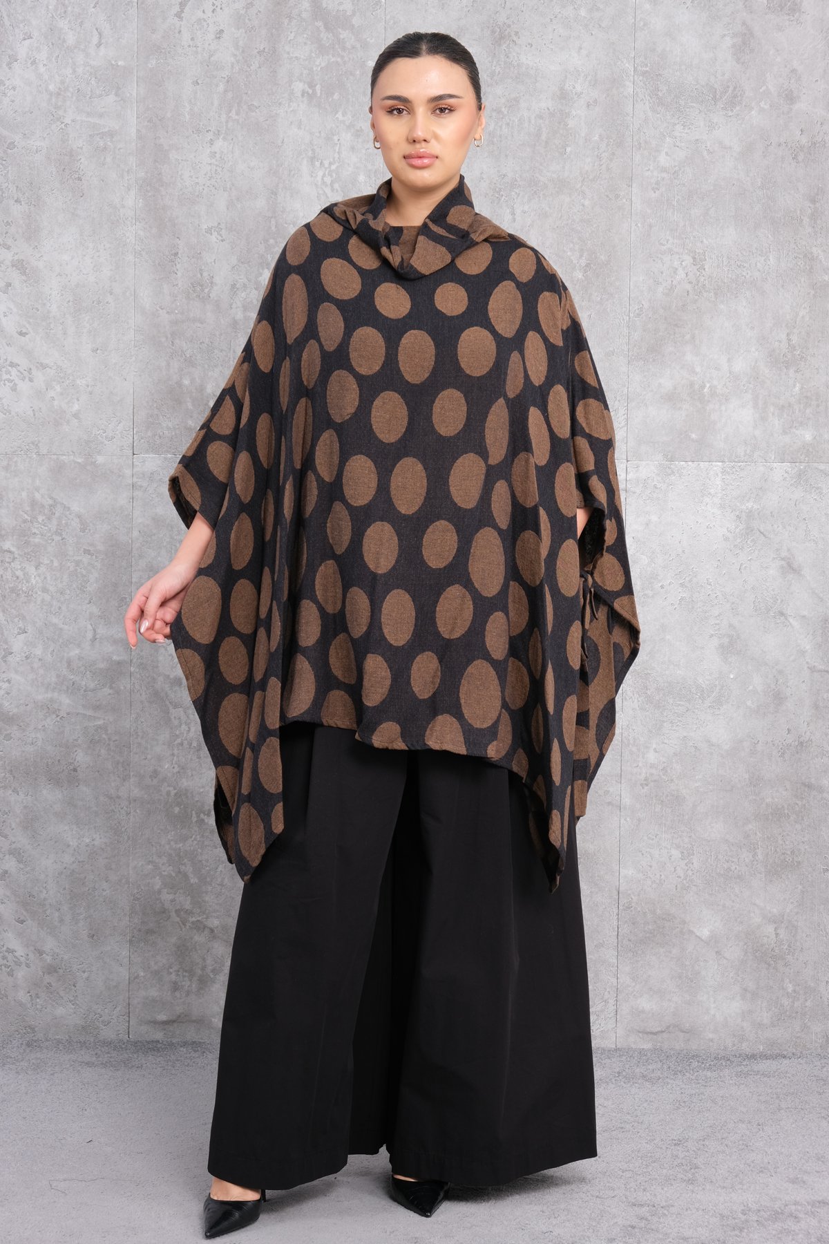 Plus size womens poncho-Camel