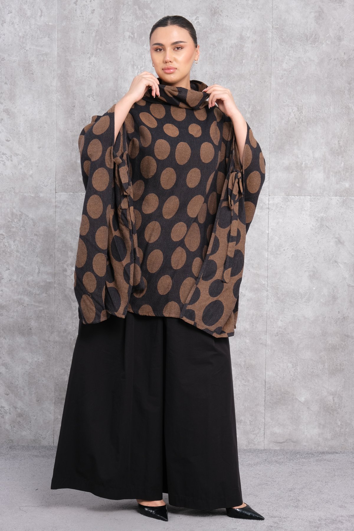 Plus size womens poncho-Camel