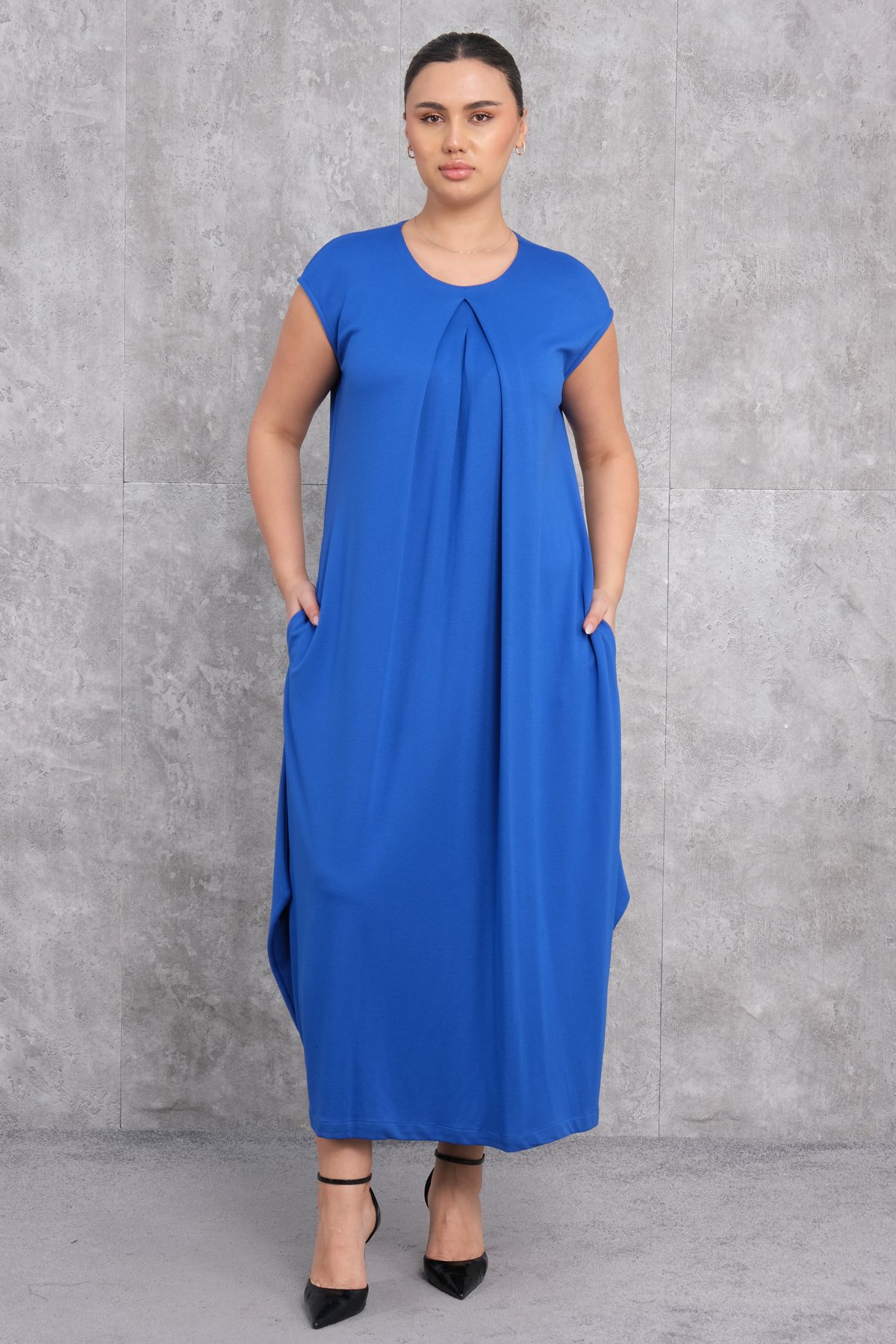 Plus Size Dress-Bright Blue