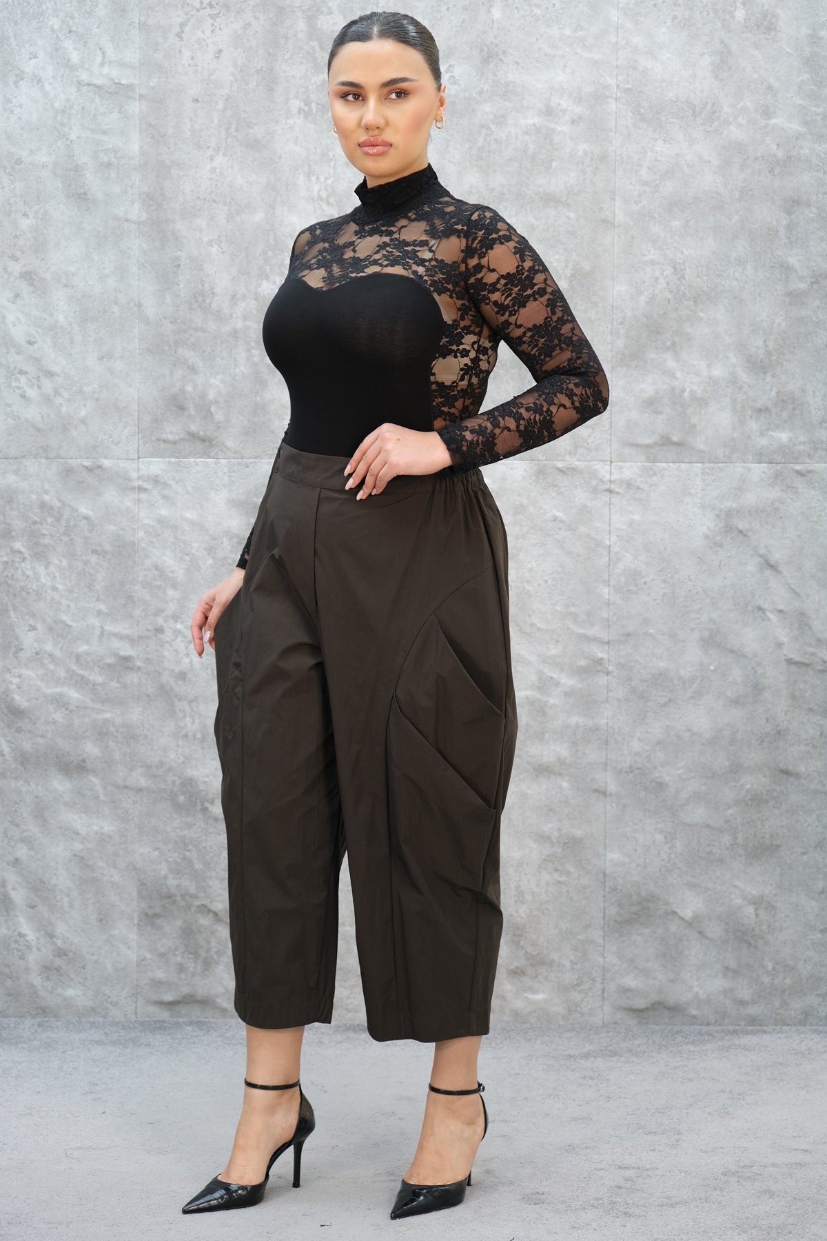 Plus Size Pants-Brown