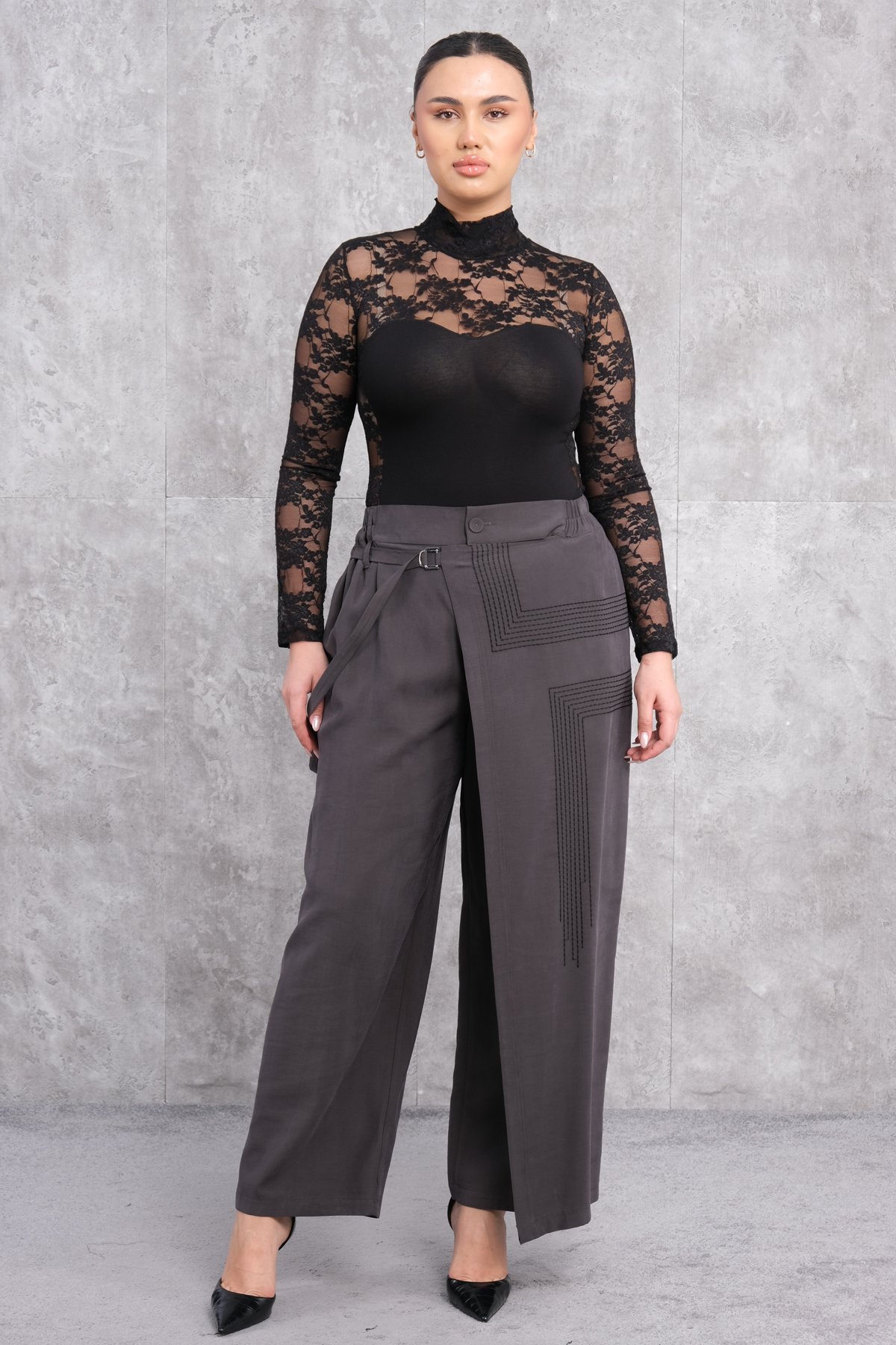 Plus Size Pants-Anthracite