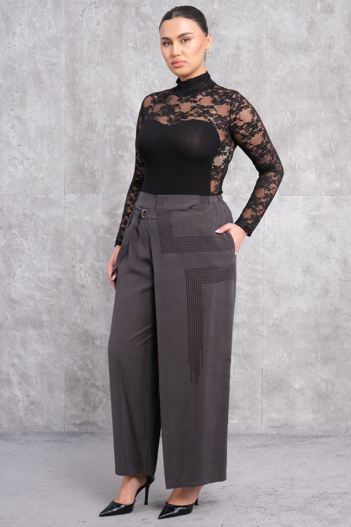 Plus Size Pants-Anthracite