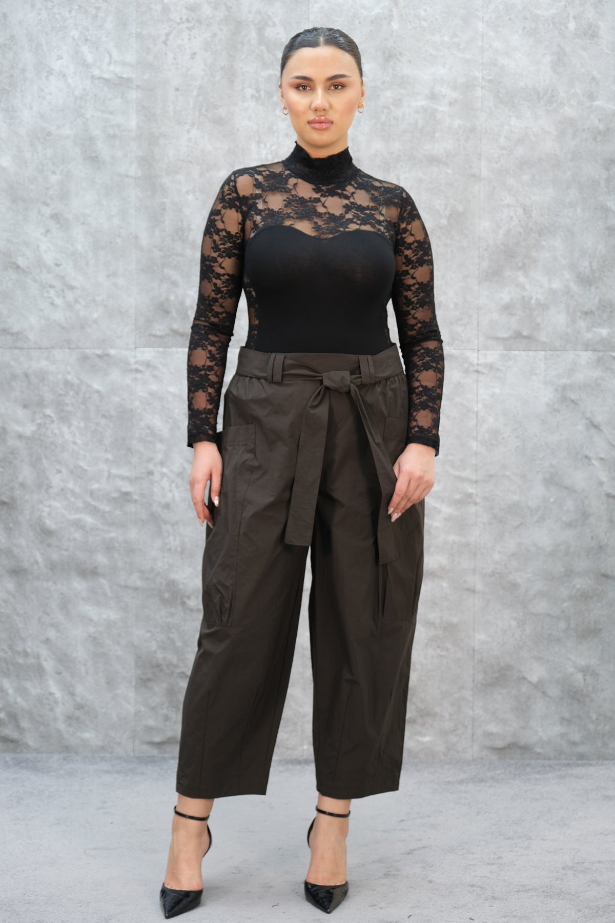 Plus Size Pants-Brown