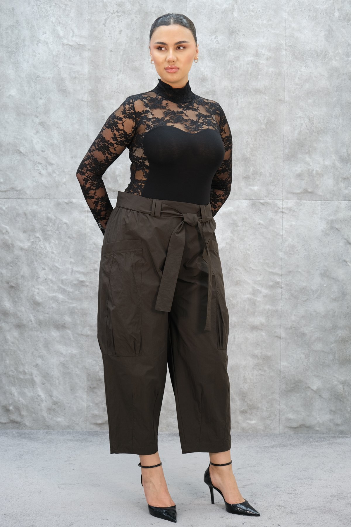 Plus Size Pants-Brown