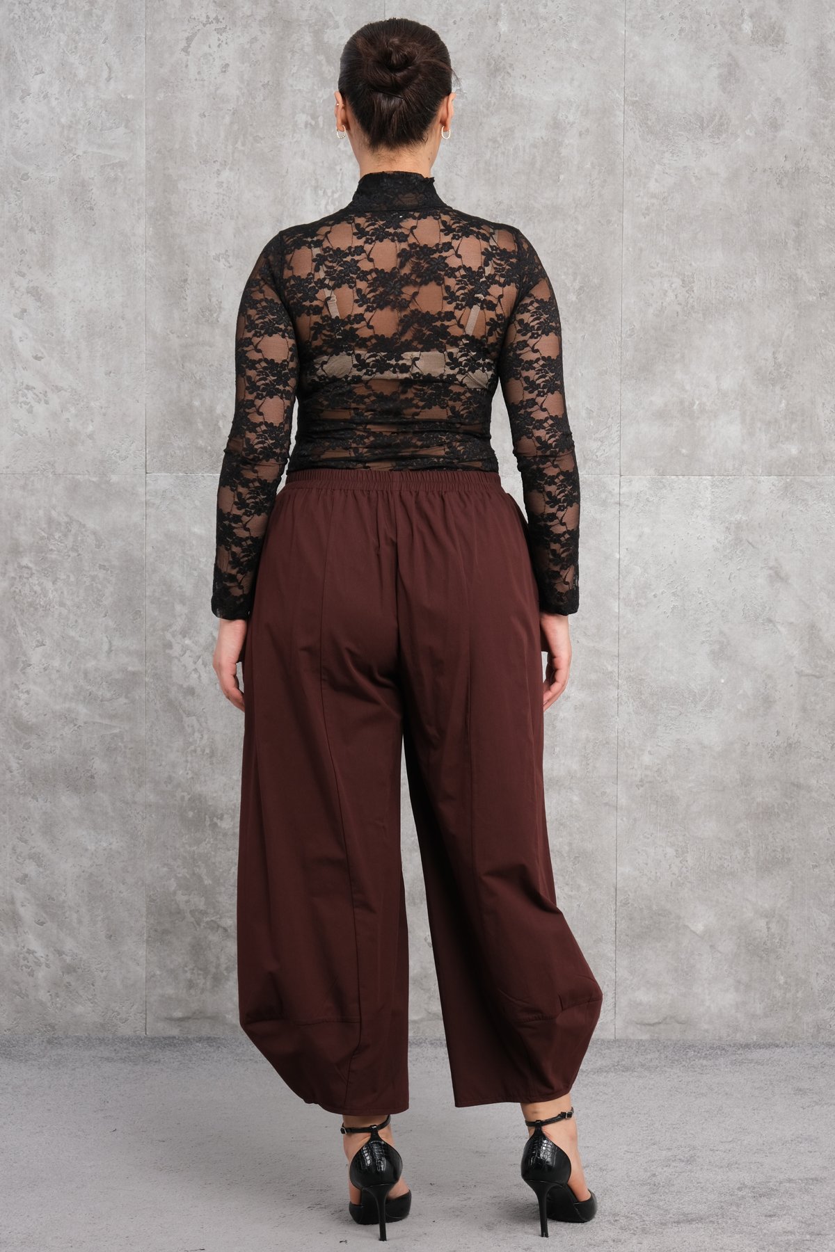 Plus Size Pants-Claret Red