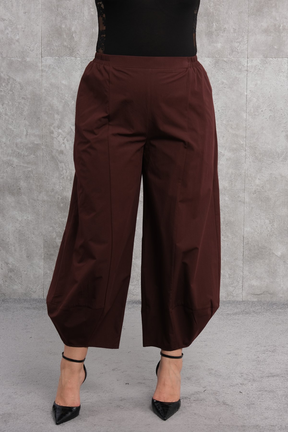 Plus Size Pants-Claret Red