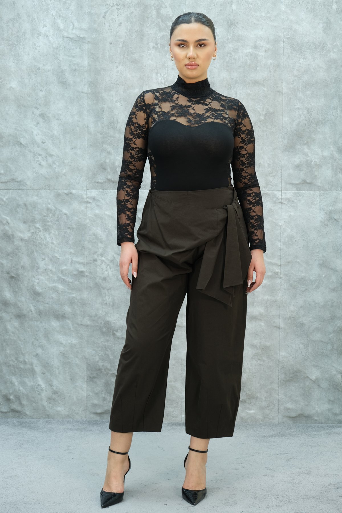 Plus Size Pants-Brown