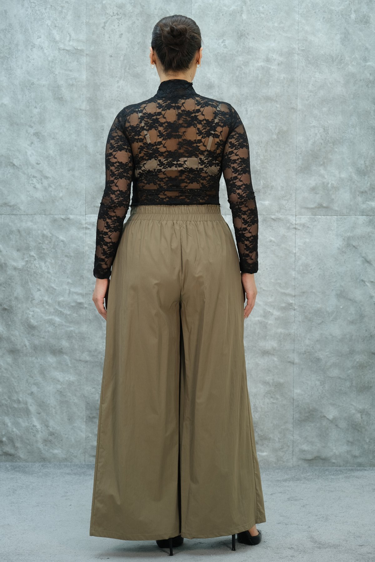Plus Size Wide-Leg Pants-Mink