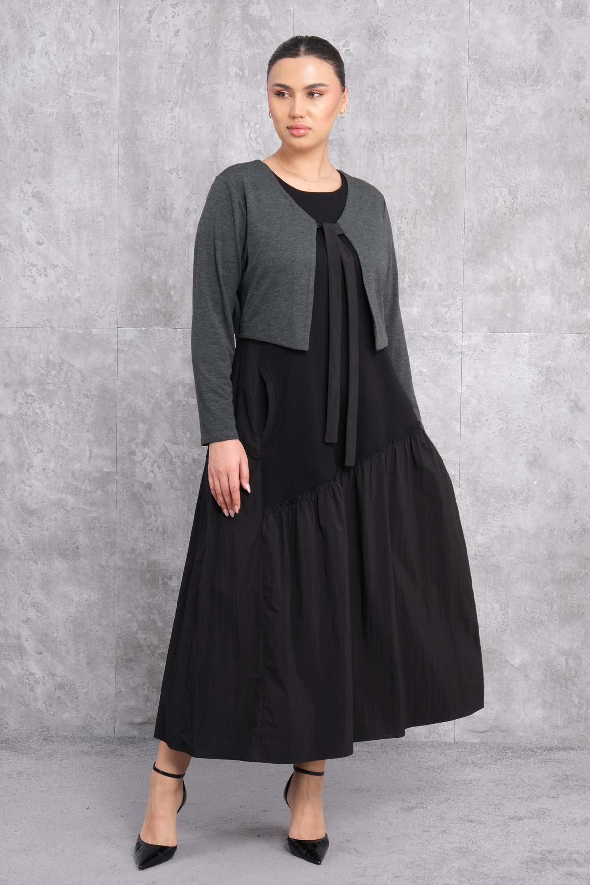 Plus Size Long Dress-Anthracite