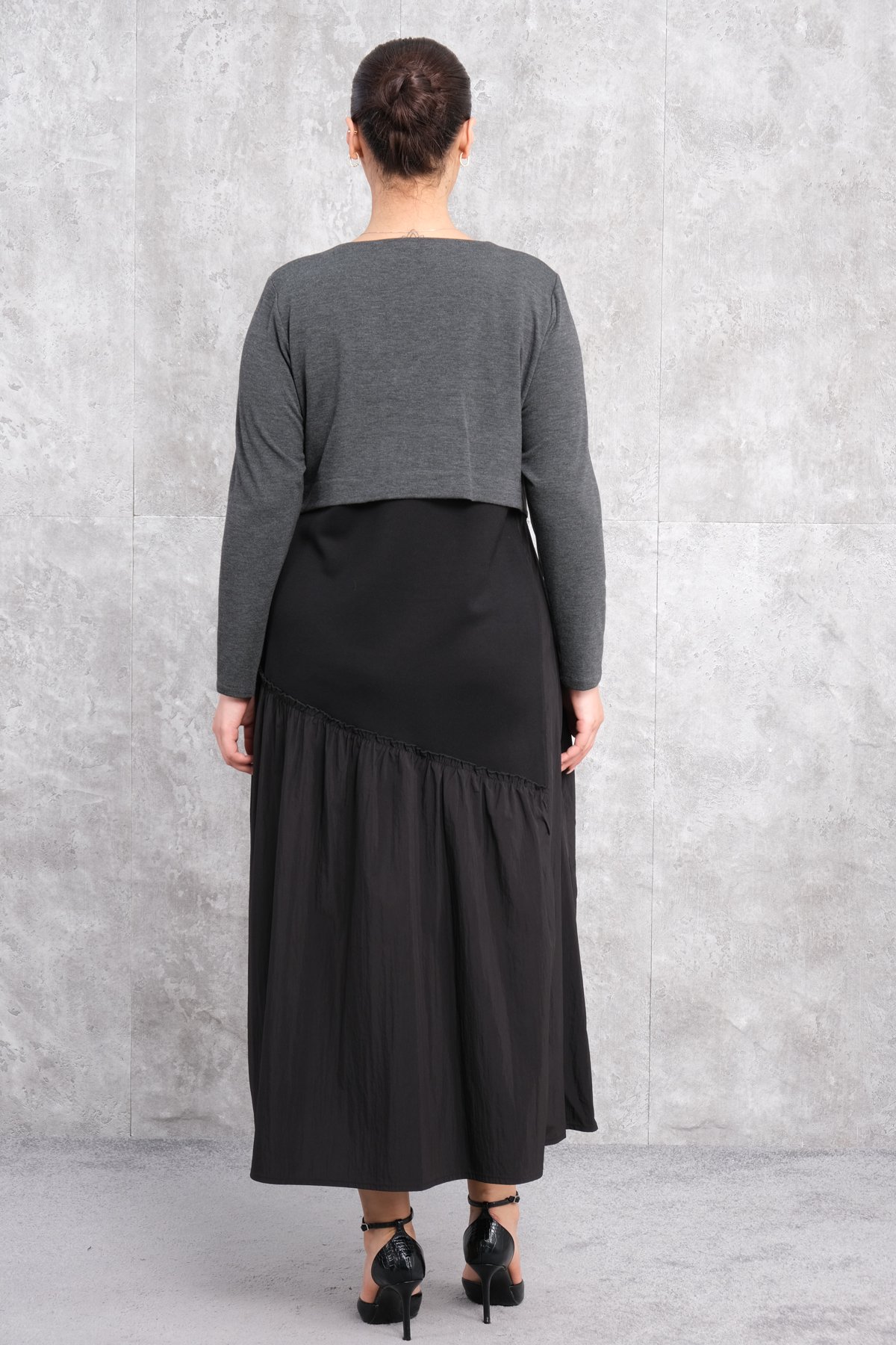 Plus Size Long Dress-Anthracite