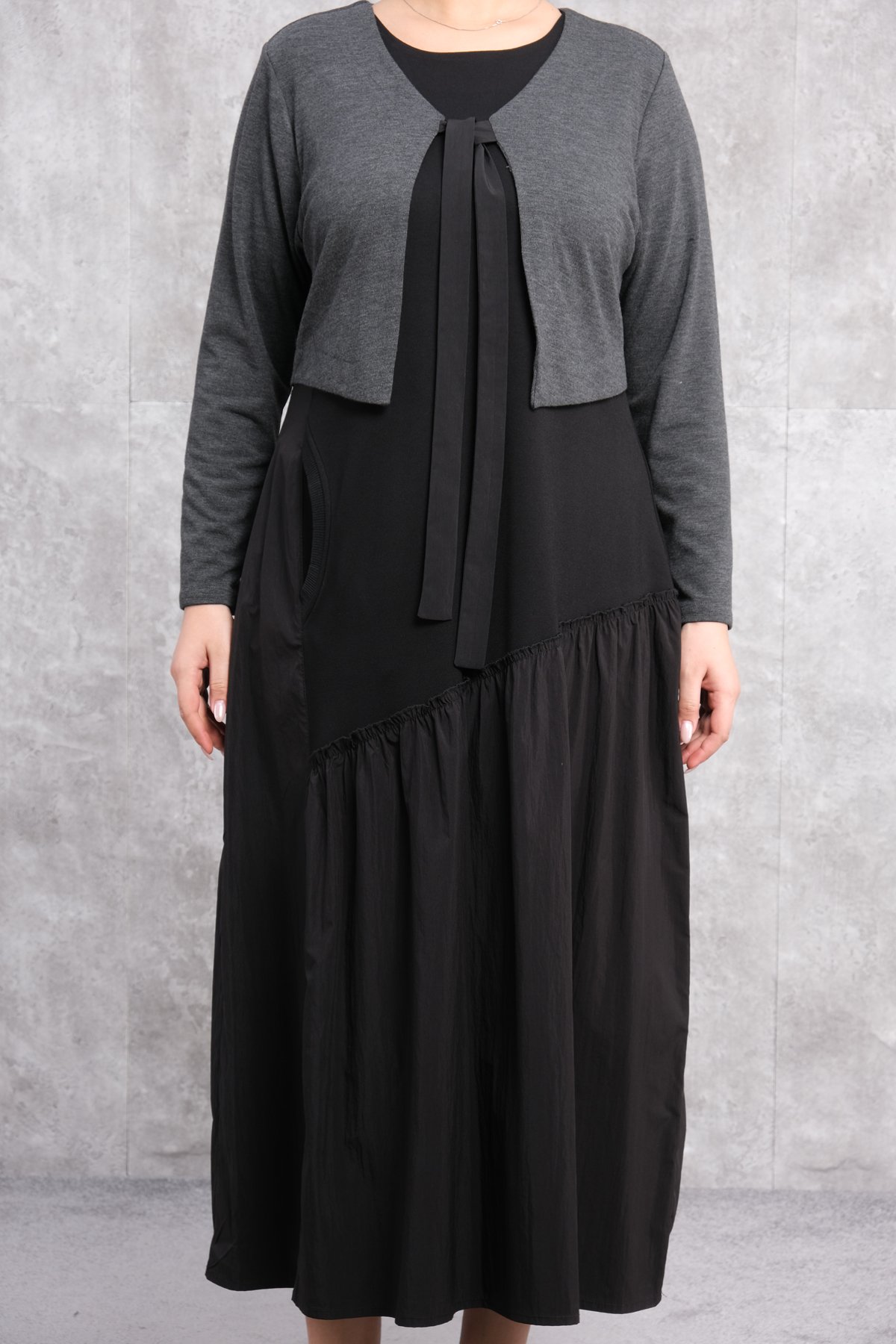 Plus Size Long Dress-Anthracite