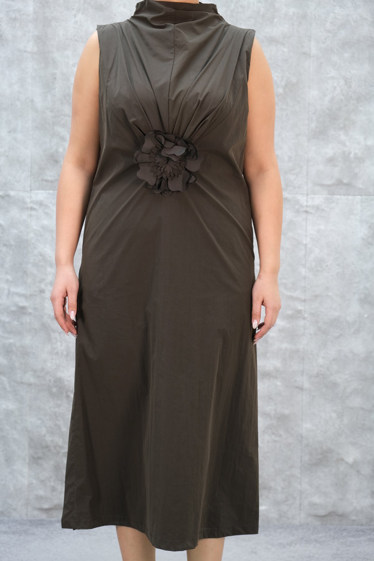 Plus Size Dress-Brown