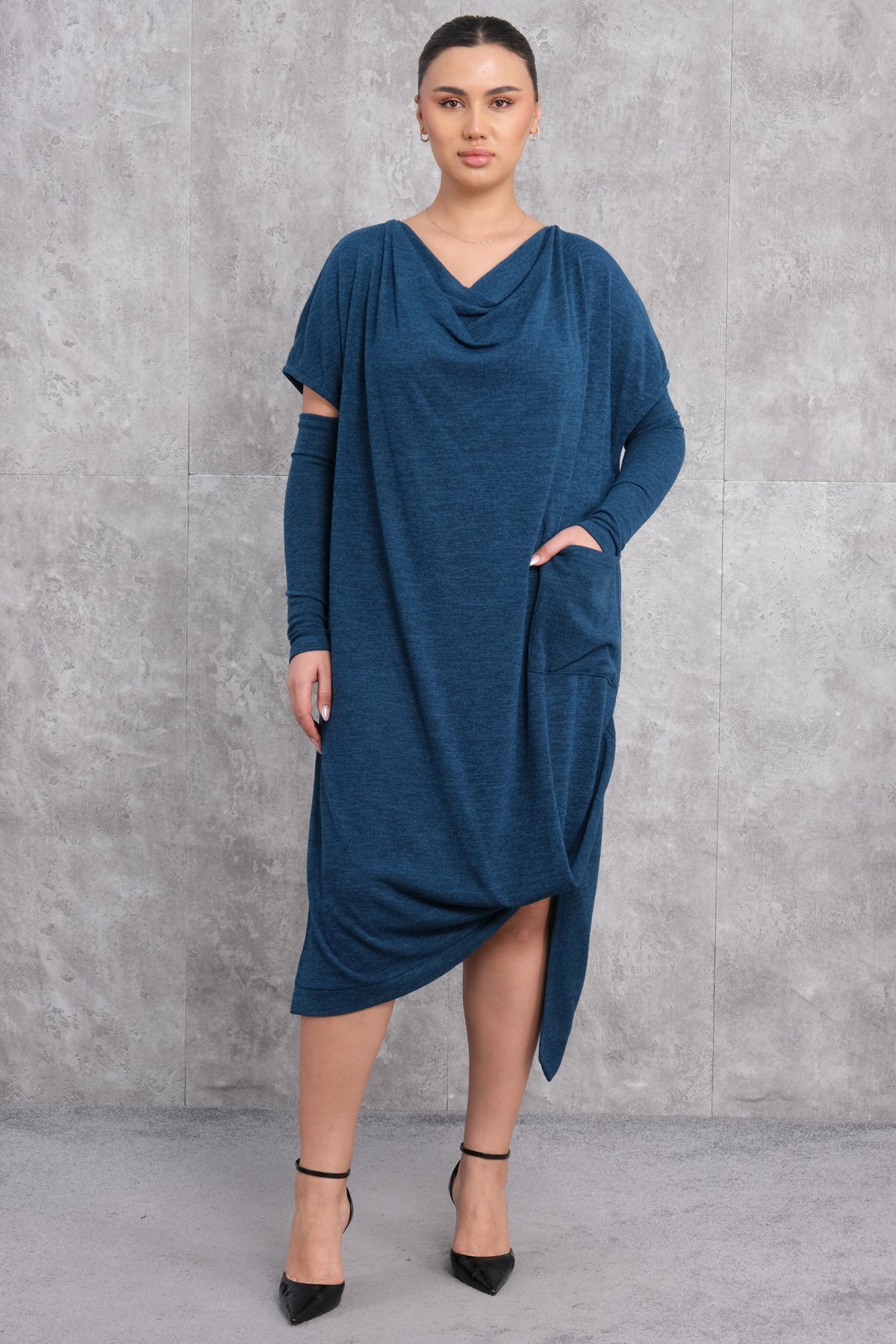 Plus Size Dress-Petrol Green