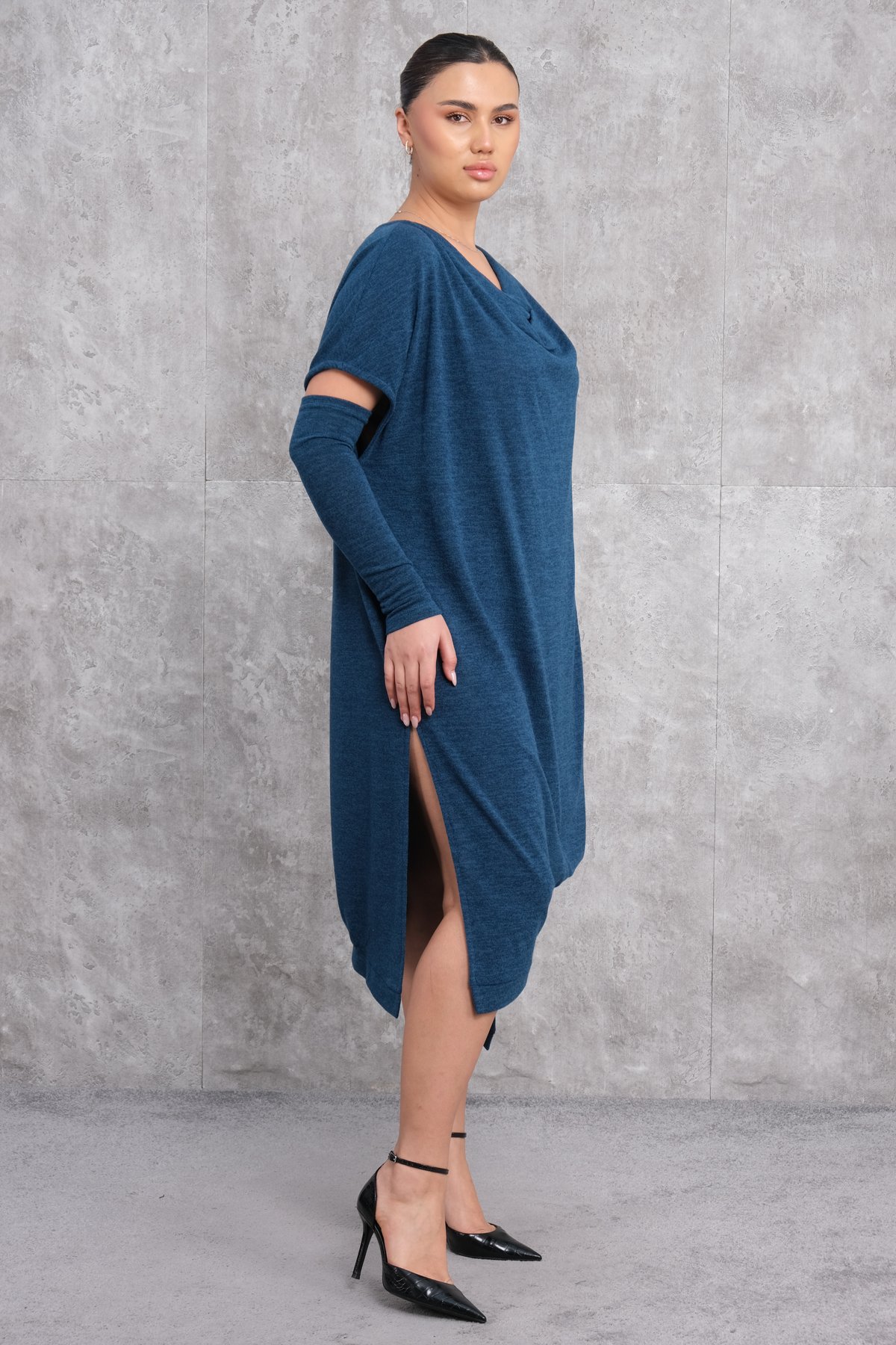 Plus Size Dress-Petrol Green