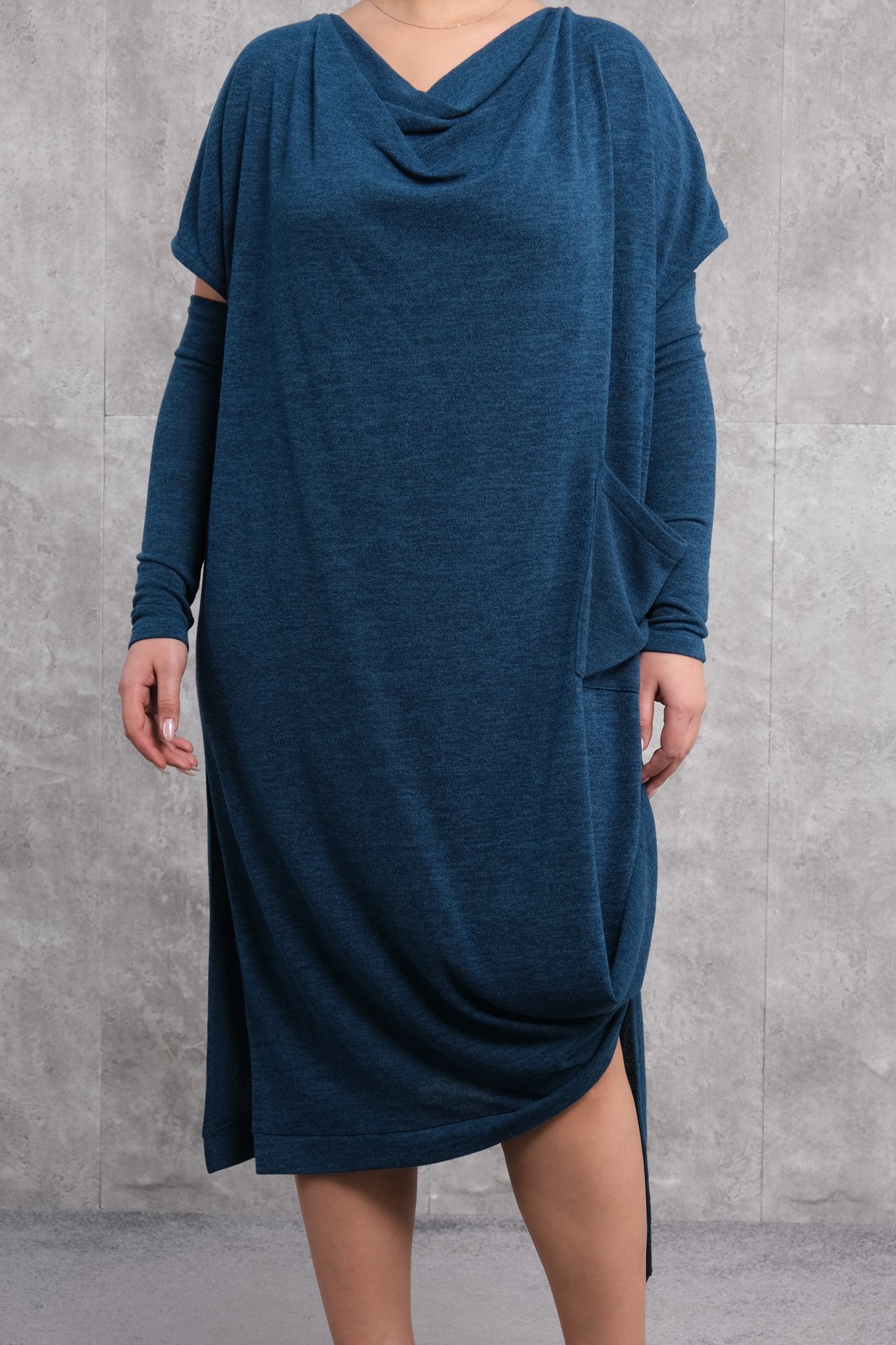 Plus Size Dress-Petrol Green