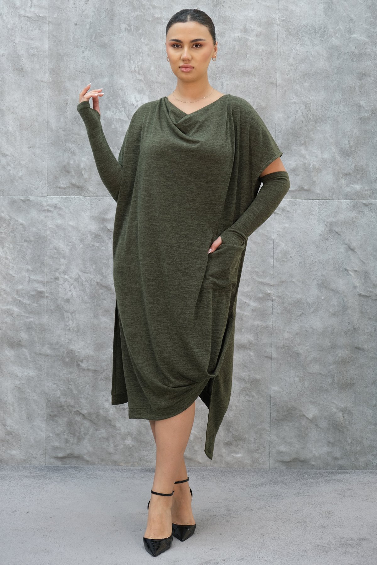 Plus Size Dress-Khaki