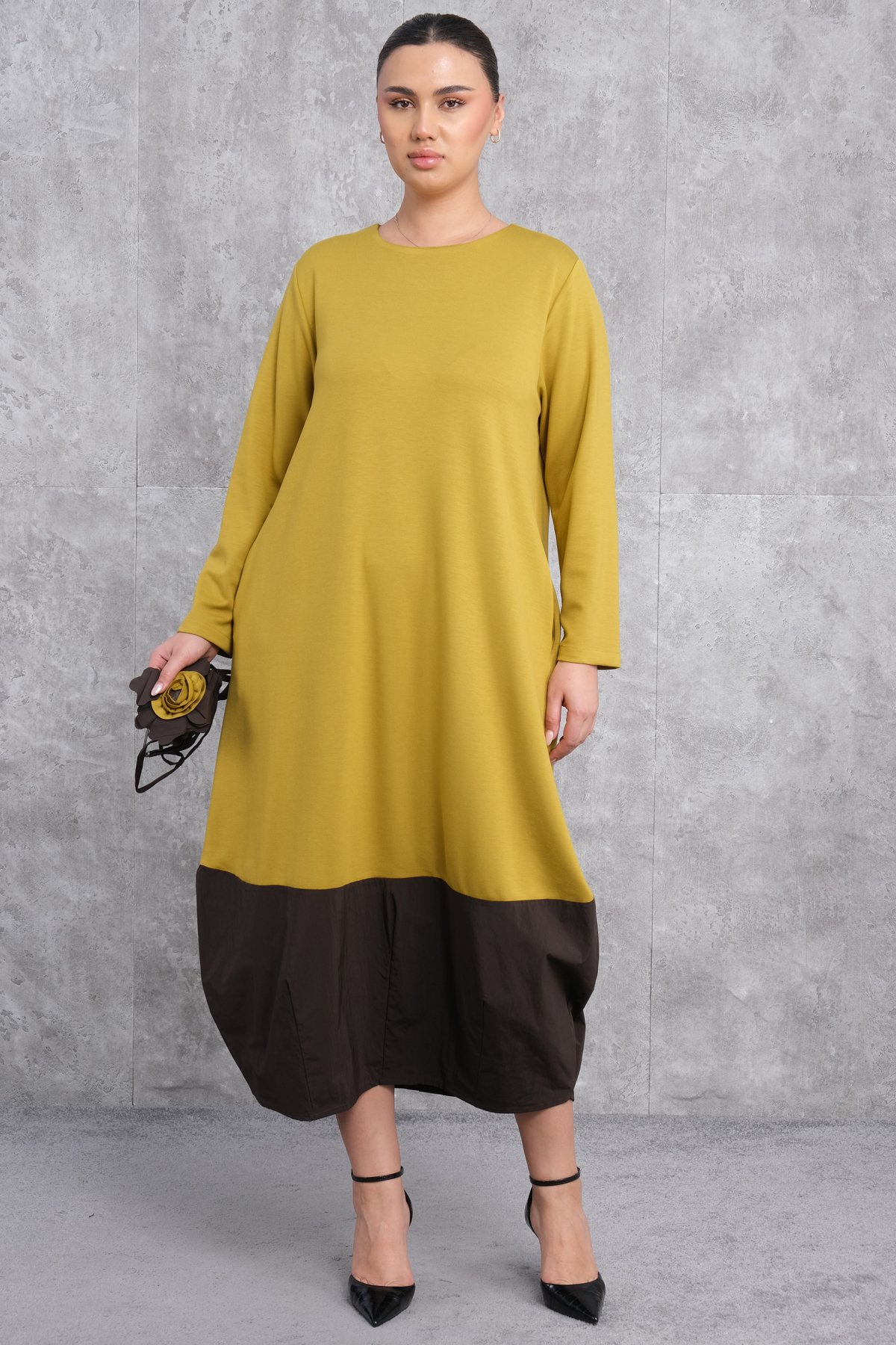 Plus Size Dress-Mustard