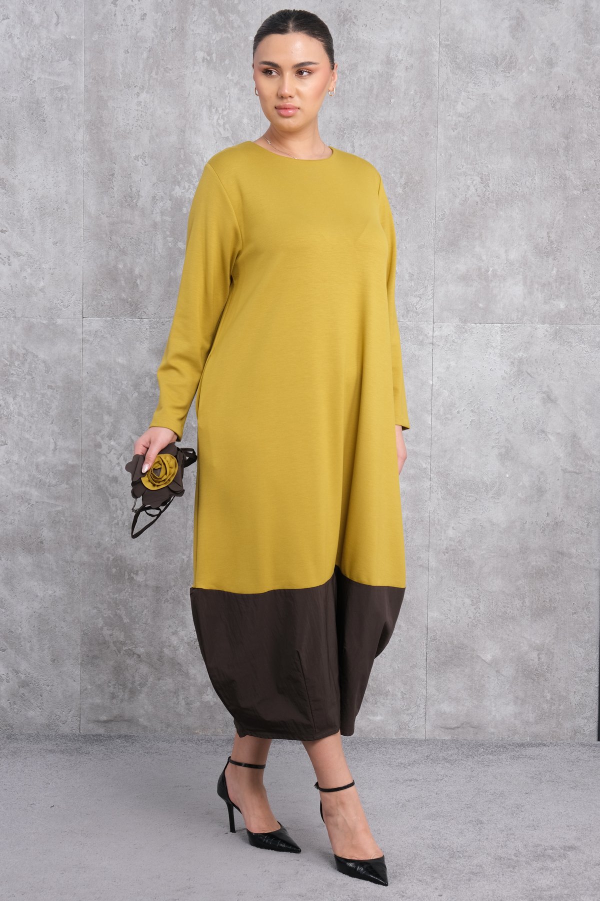 Plus Size Dress-Mustard