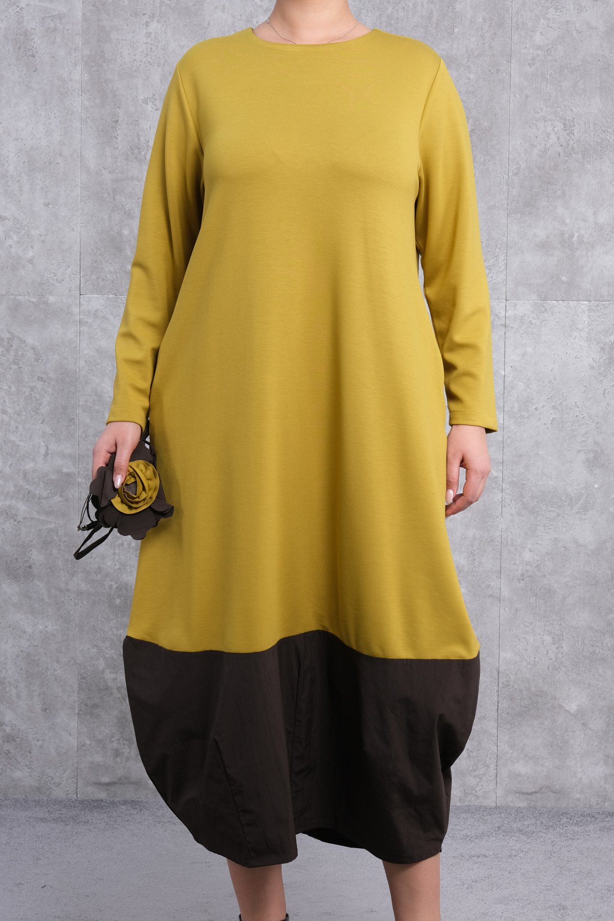 Plus Size Dress-Mustard