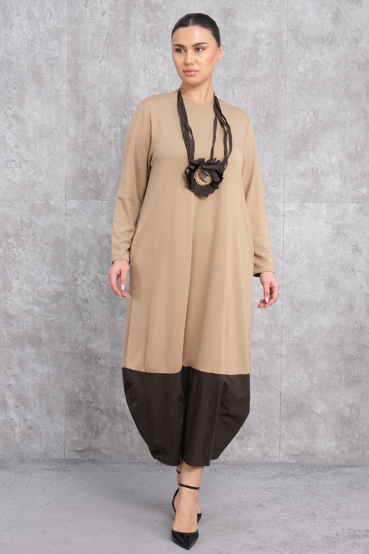 Plus Size Dress-Beige