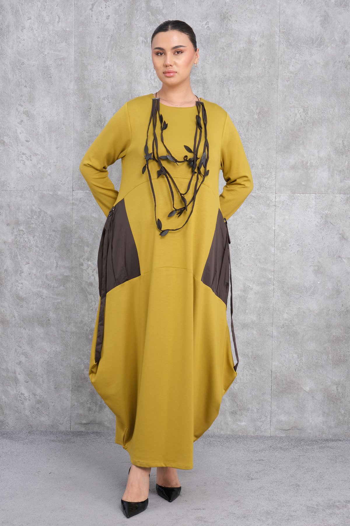 Plus Size Dress-Mustard
