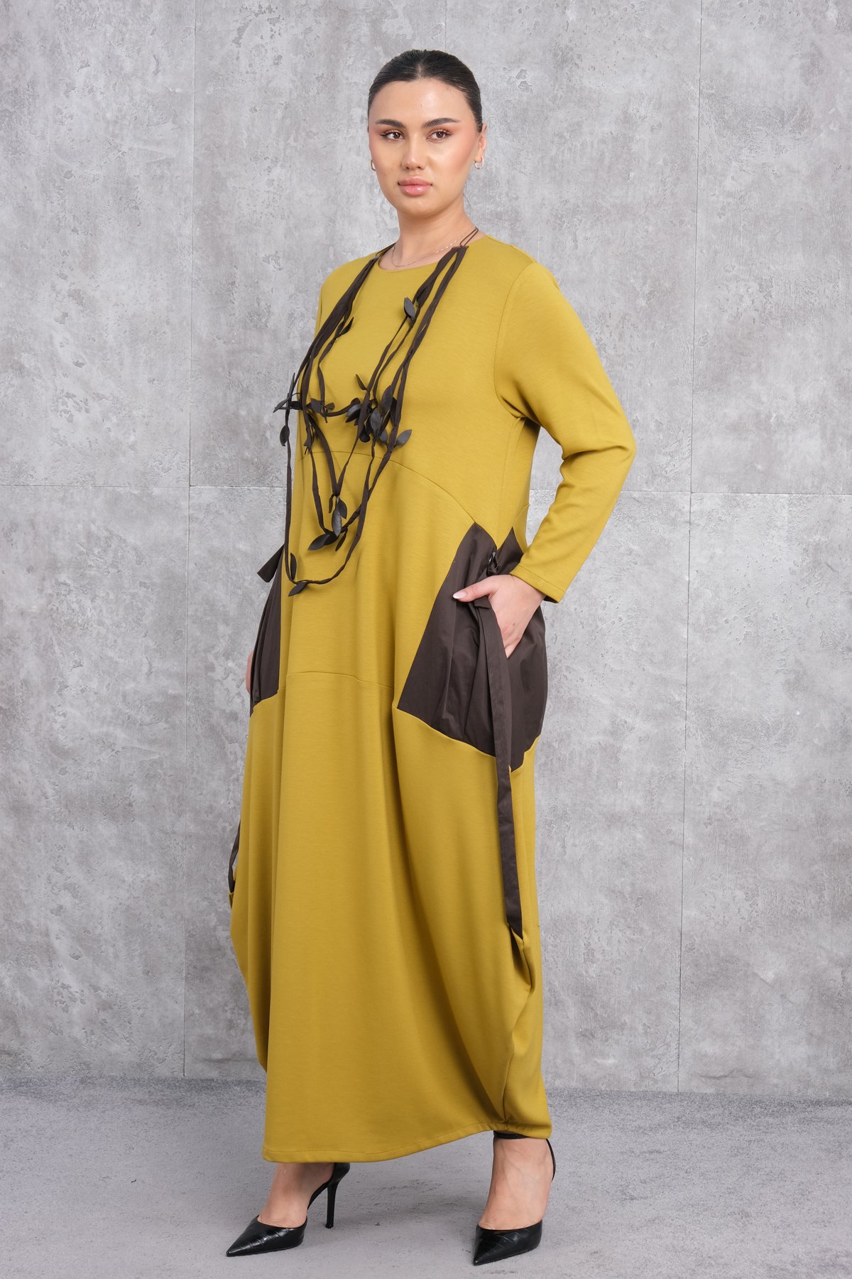 Plus Size Dress-Mustard