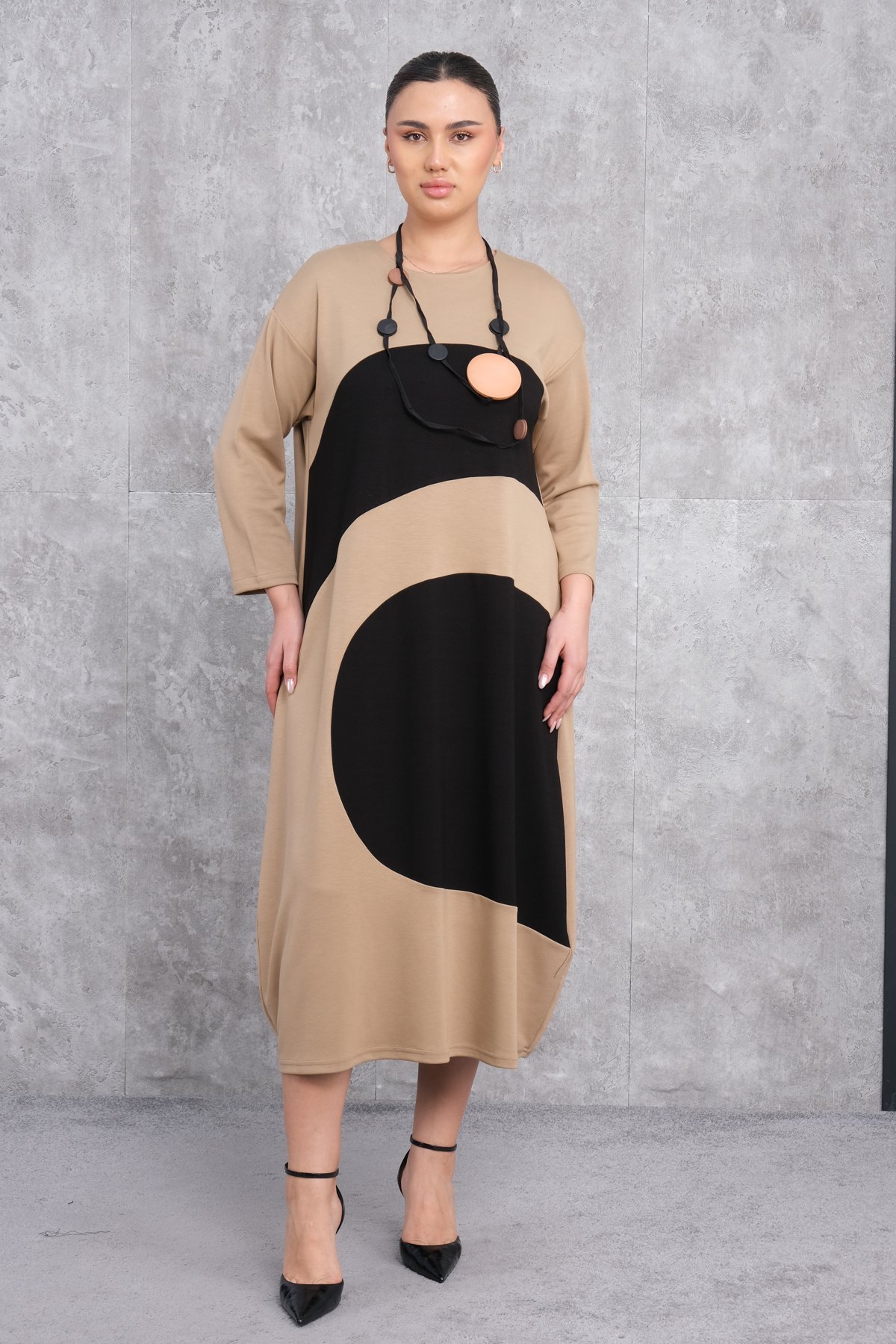 Plus Size Dress-Beige