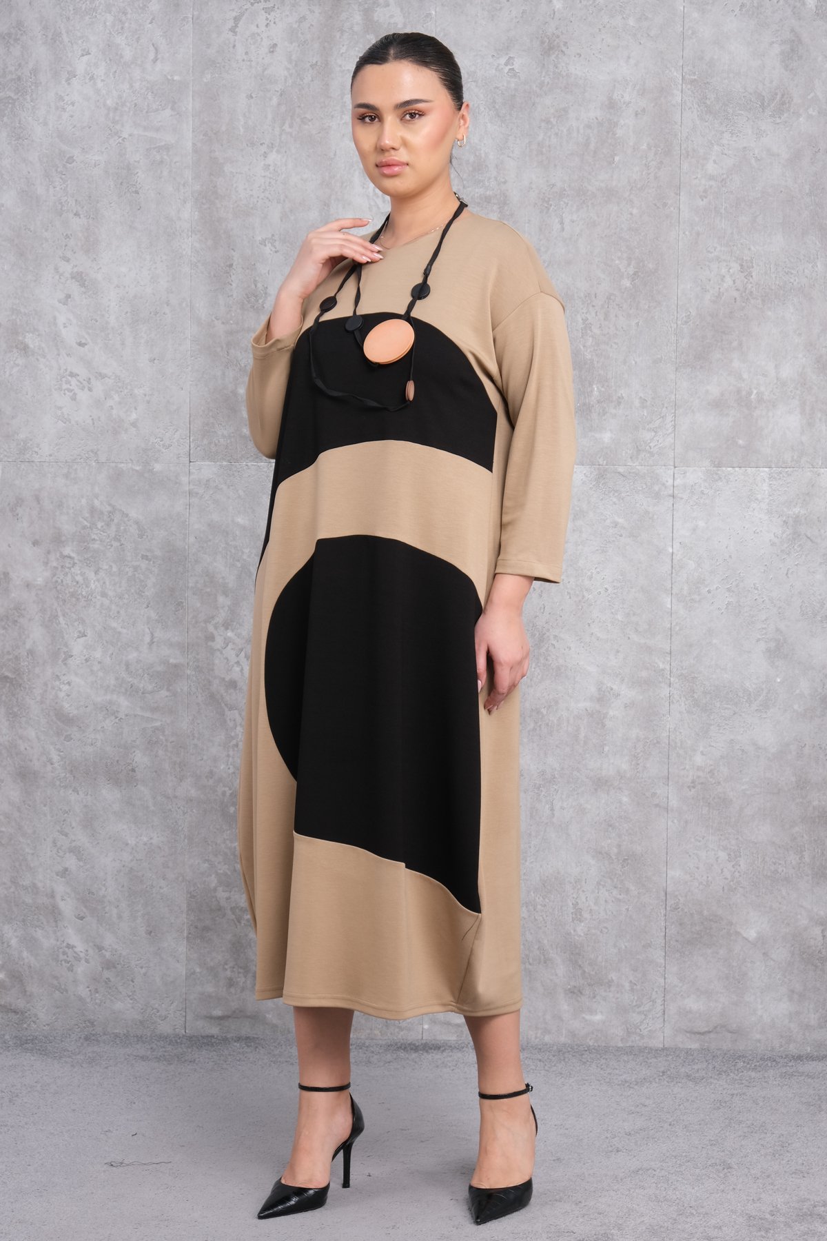 Plus Size Dress-Beige