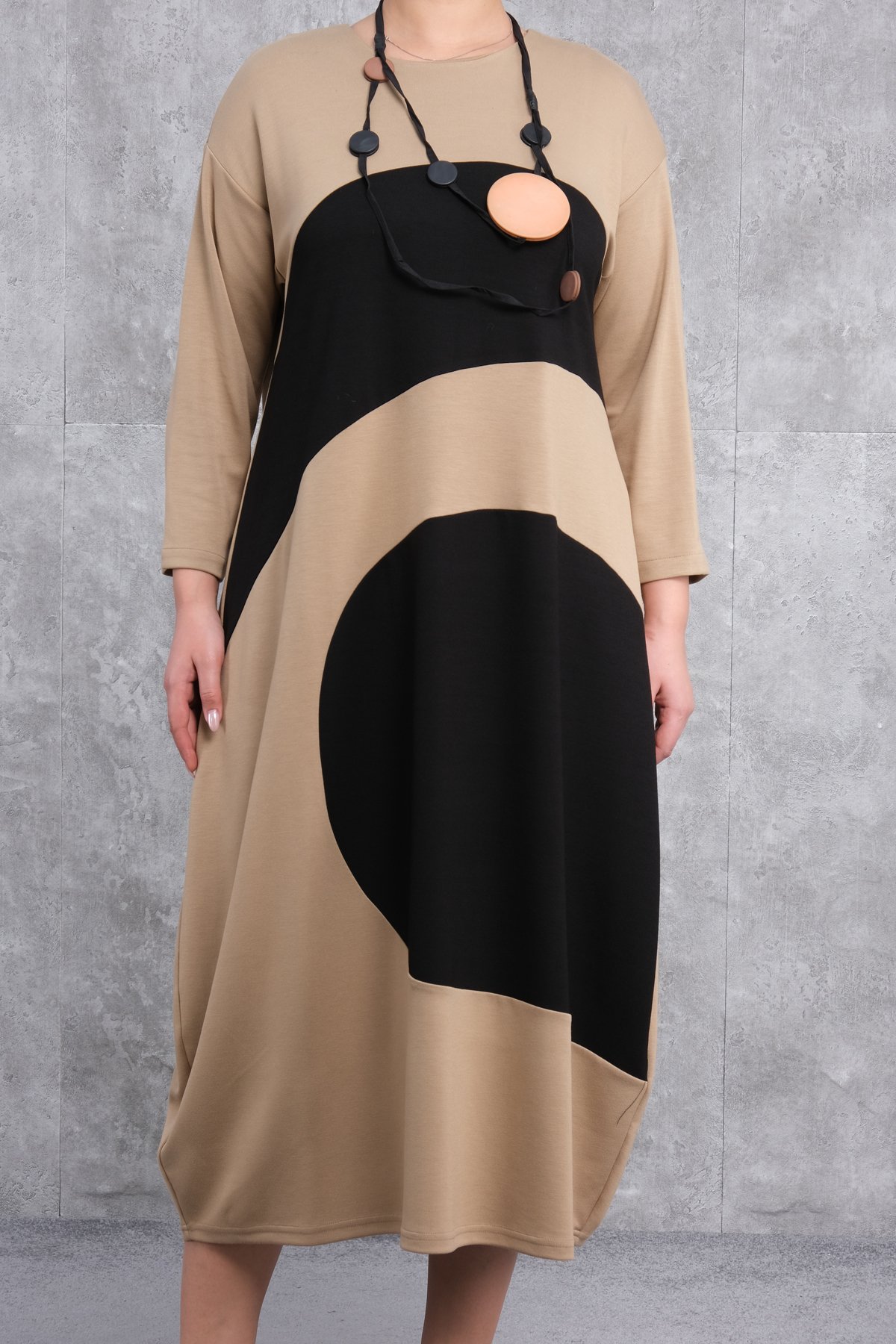 Plus Size Dress-Beige