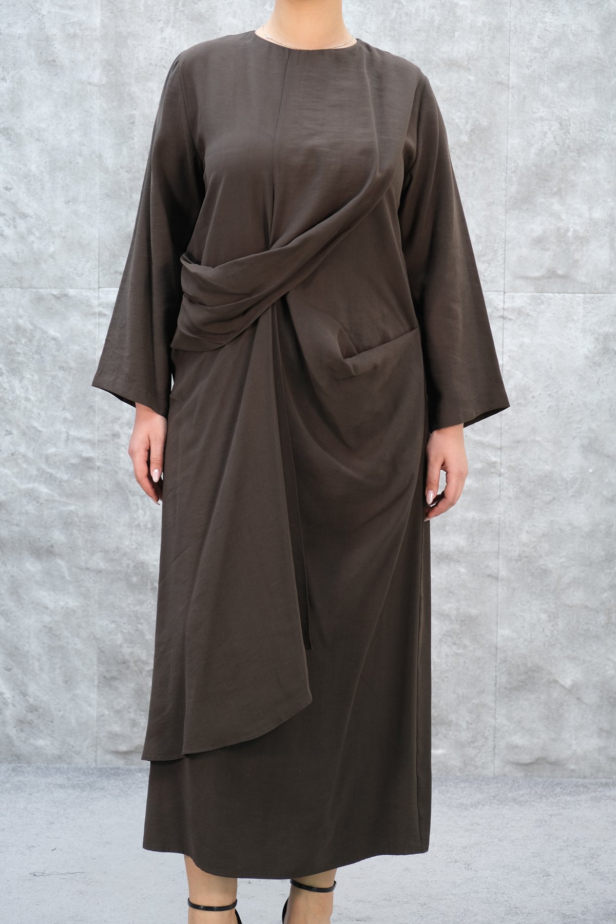 Plus Size Dress-Brown