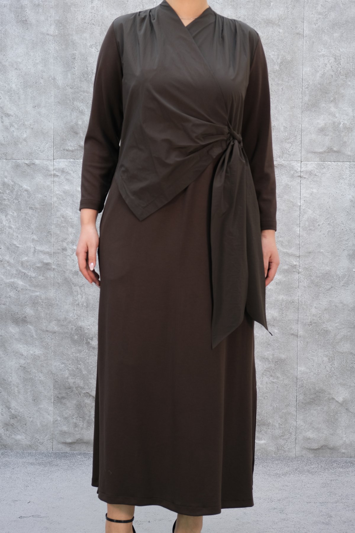 Plus Size Dress-Brown