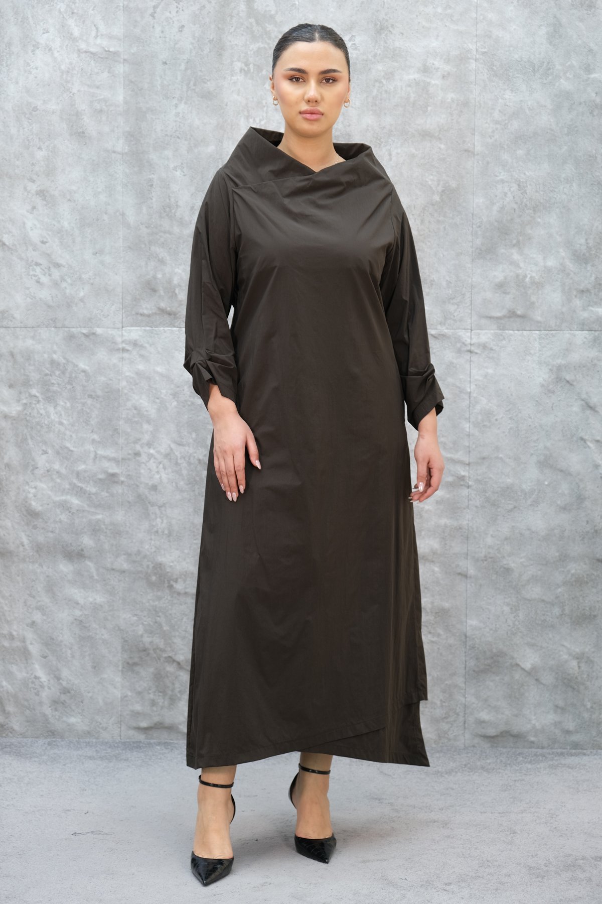 Plus Size Dress-Brown