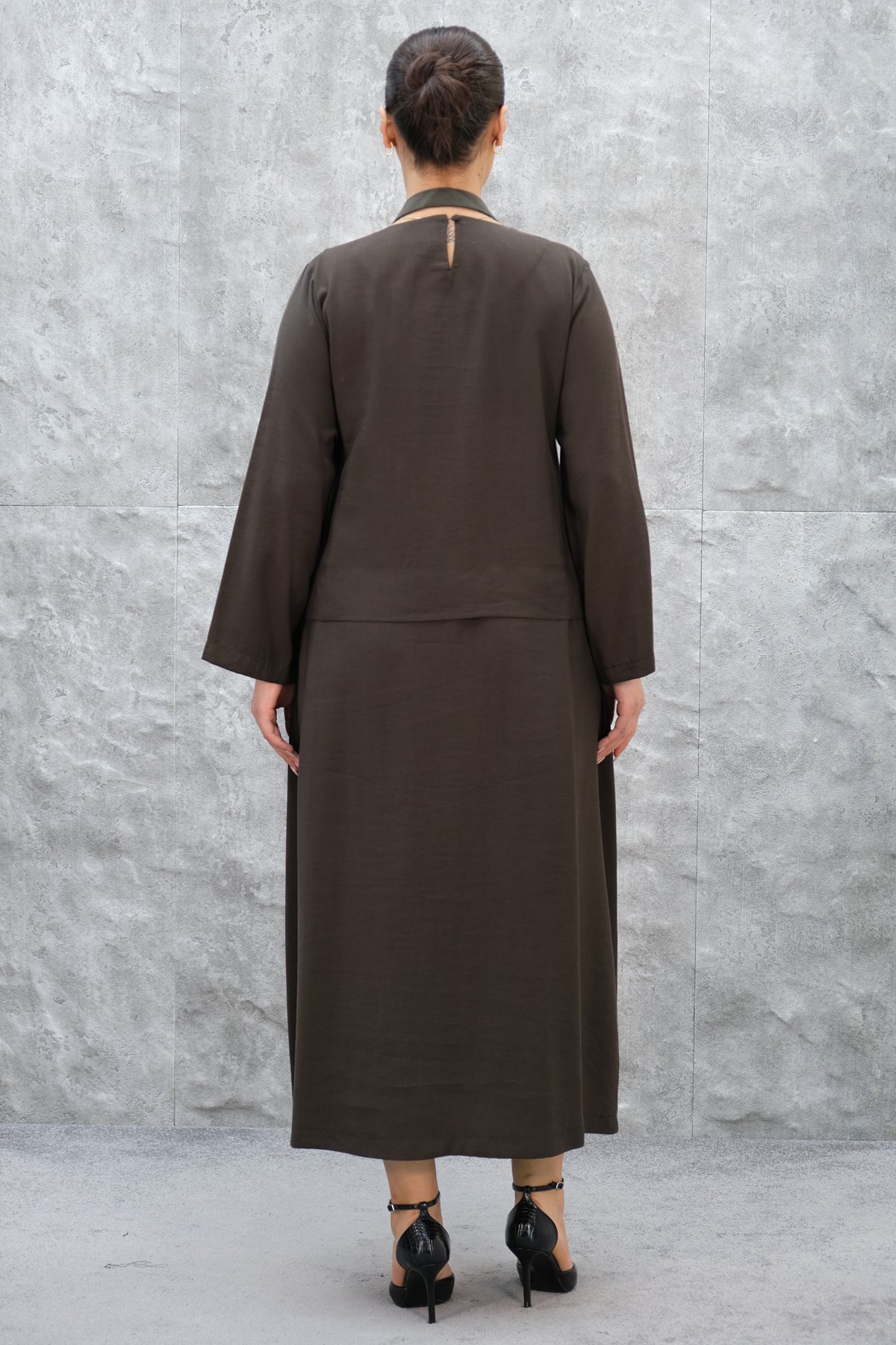 Plus Size Dress-Brown