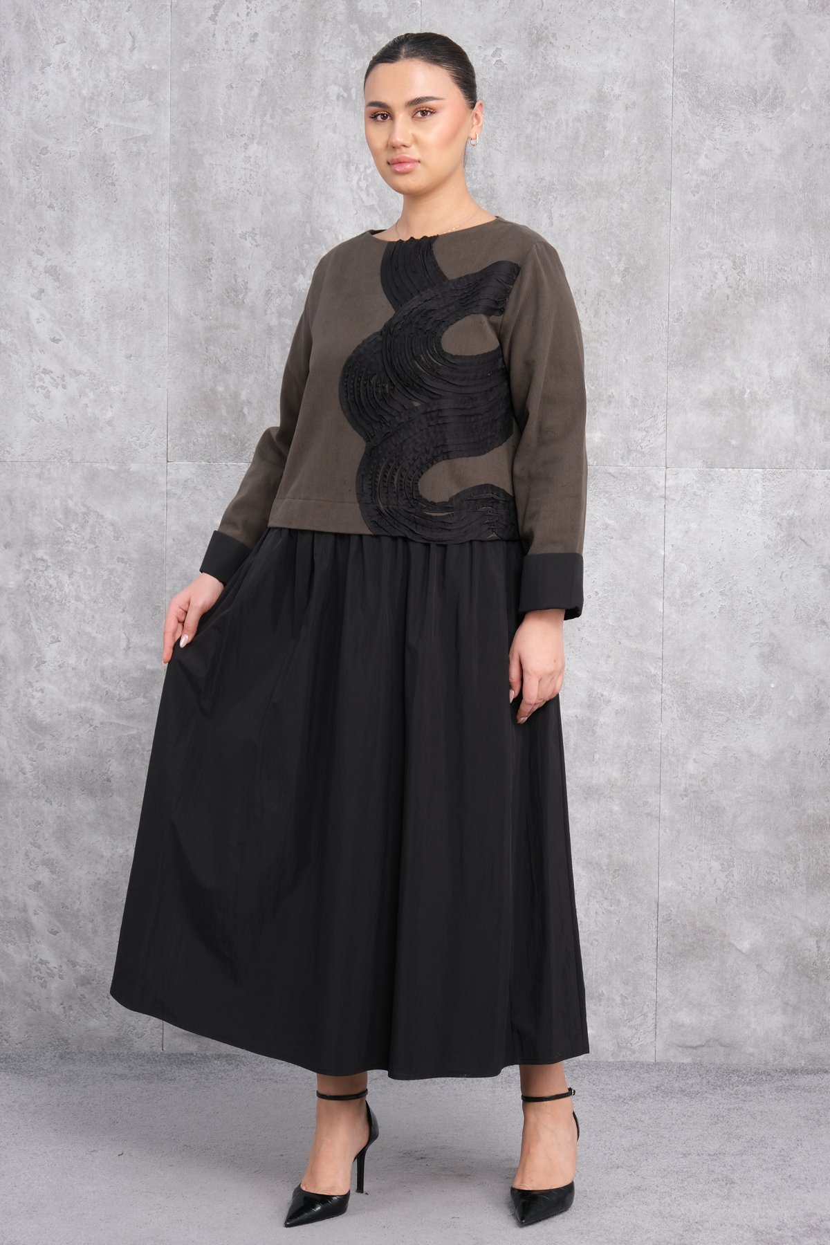 Plus Size Dress-Brown