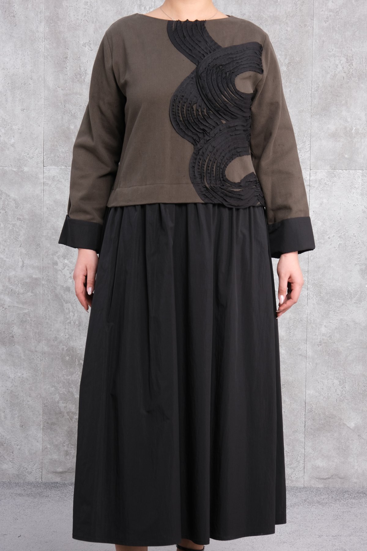 Plus Size Dress-Brown