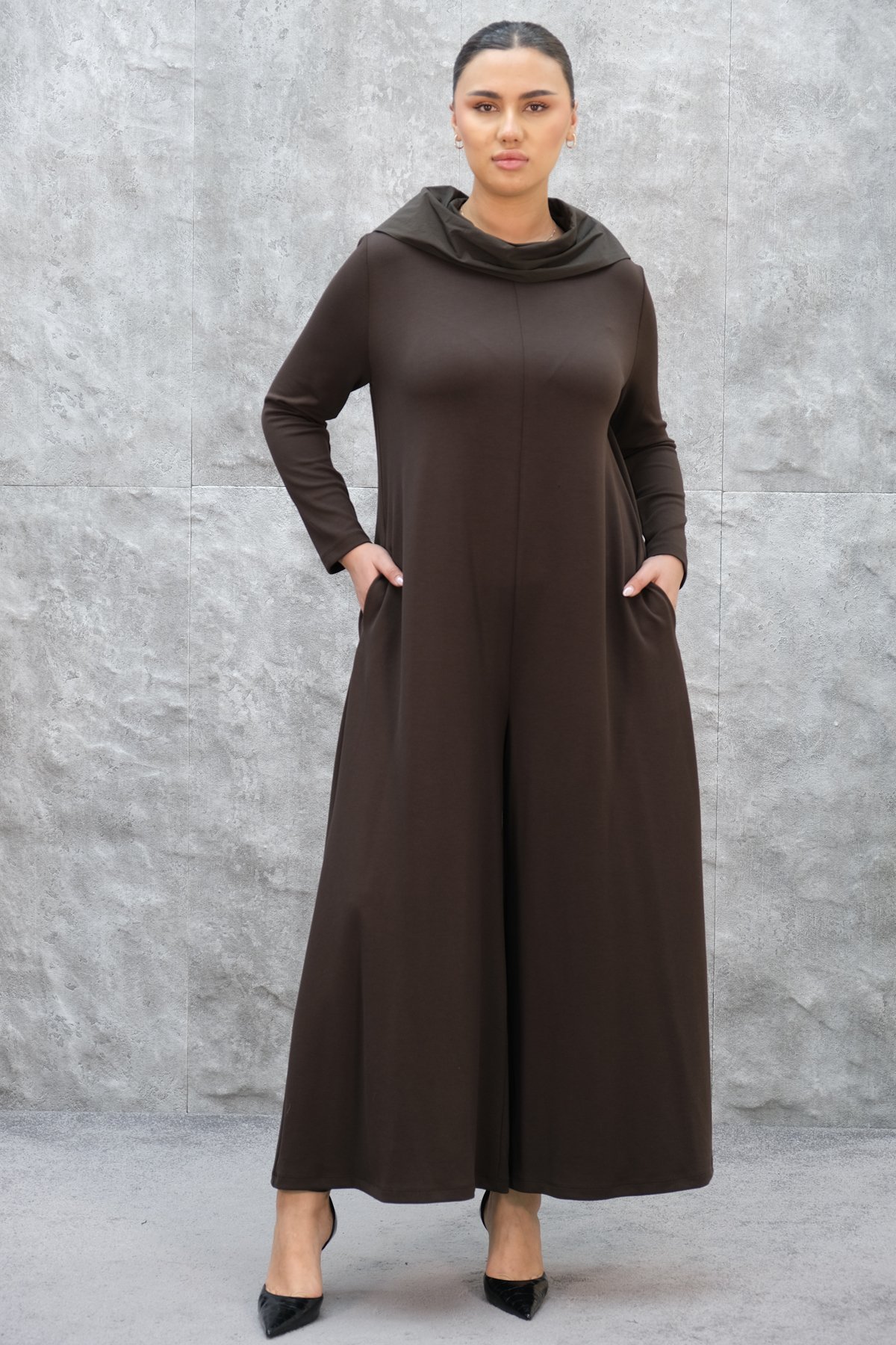 Plus Size Jumpsuit-Brown