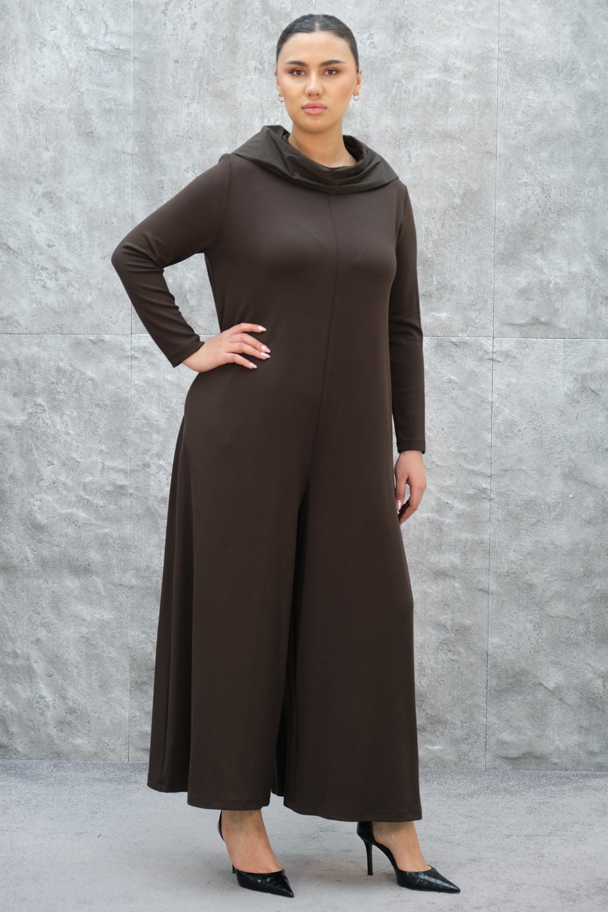 Plus Size Jumpsuit-Brown
