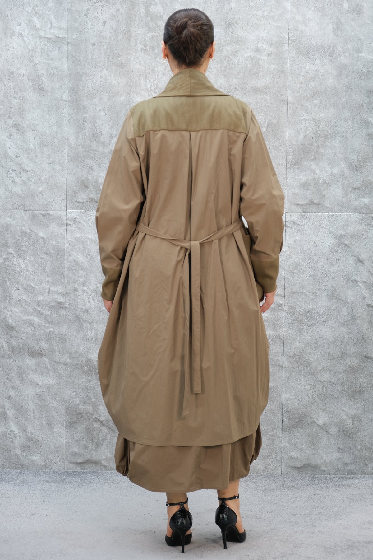 Plus Size Trench Coat-Mink