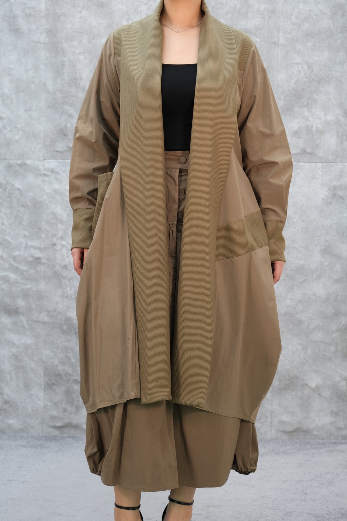 Plus Size Trench Coat-Mink
