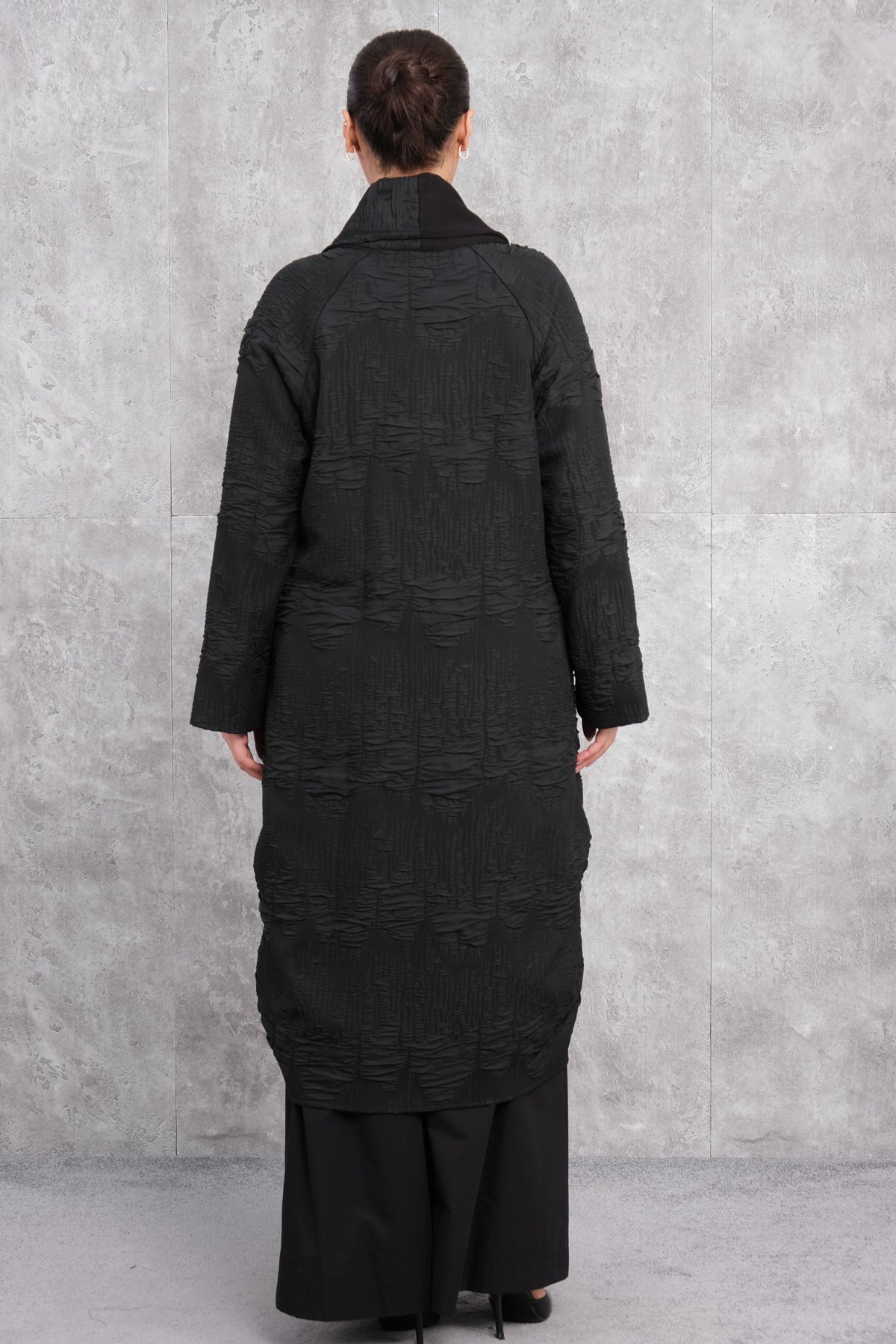 Plus Size Overcoat-Black