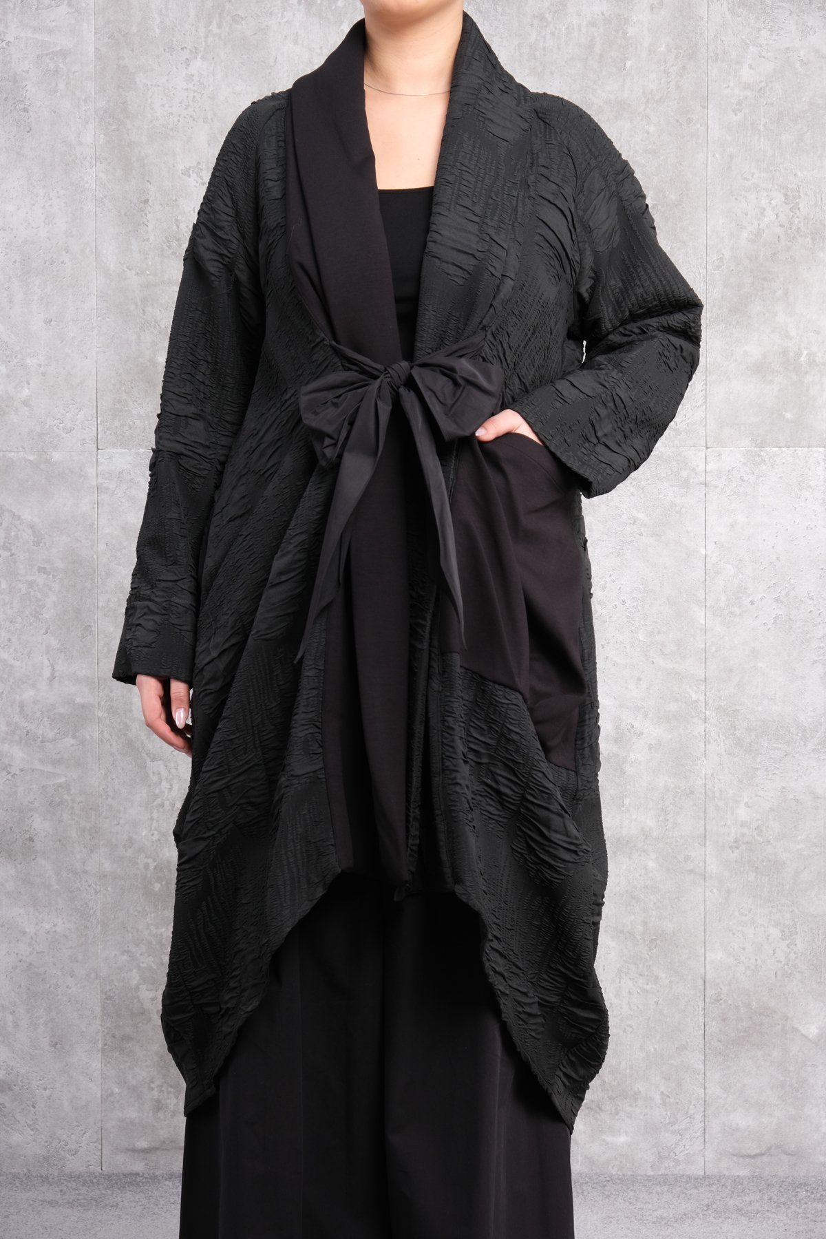 Plus Size Overcoat-Black