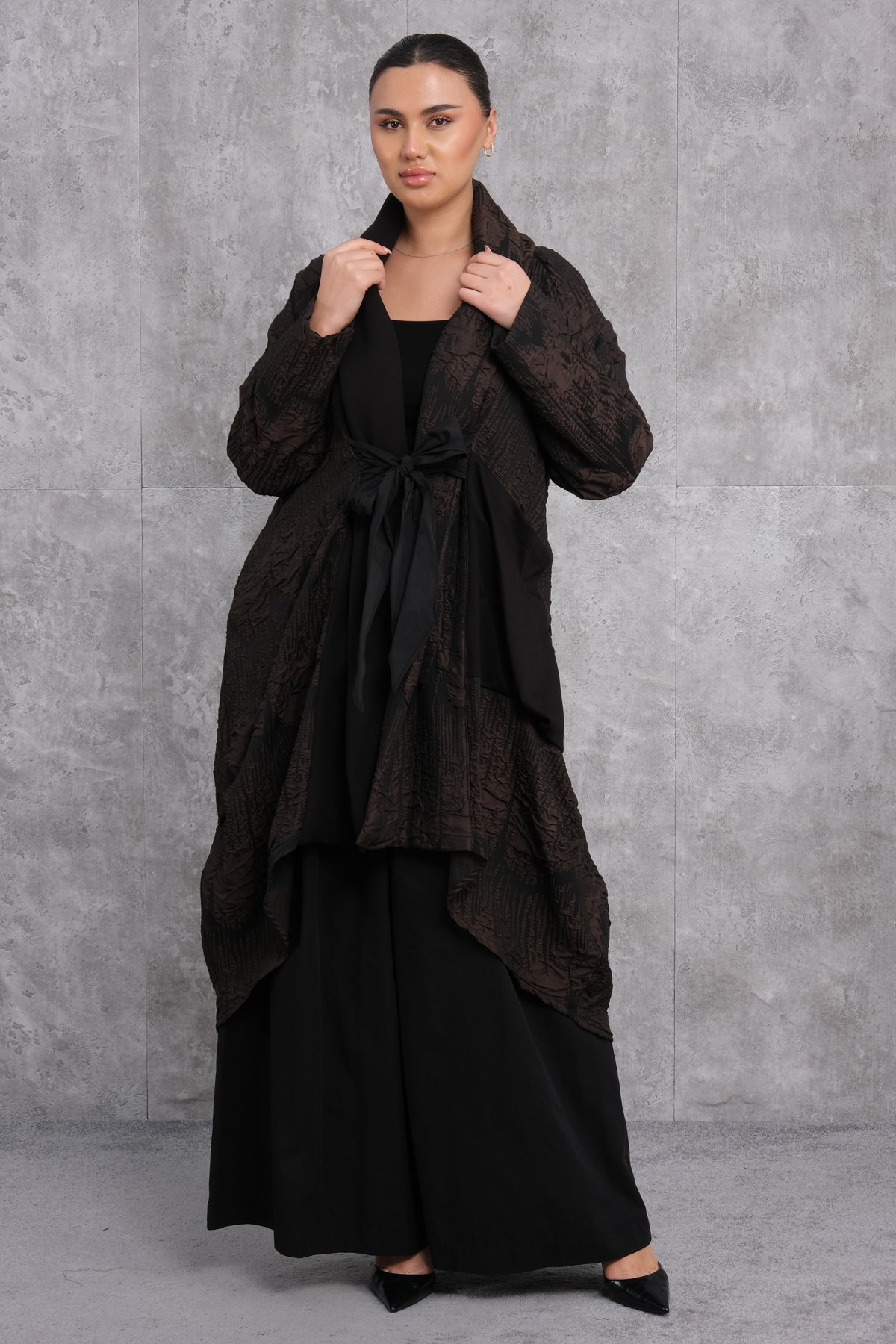 Plus Size Overcoat-Brown