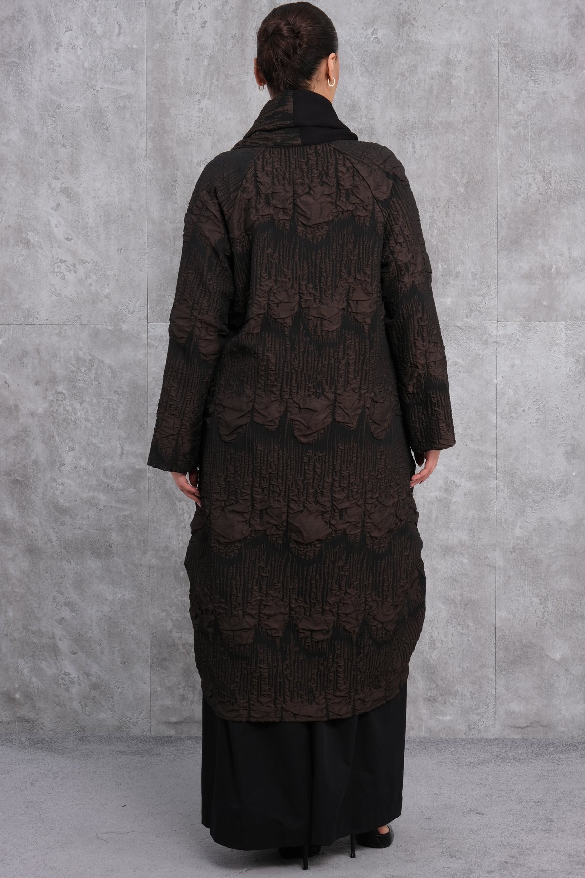 Plus Size Overcoat-Brown